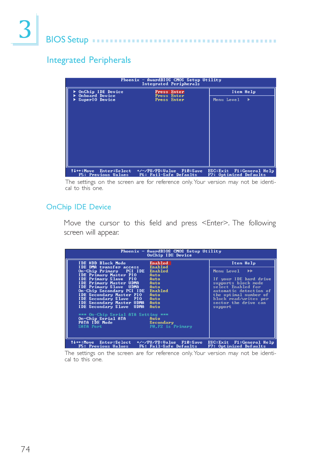 DFI 915GM-MIGF user manual Bios Setup Integrated Peripherals, OnChip IDE Device 