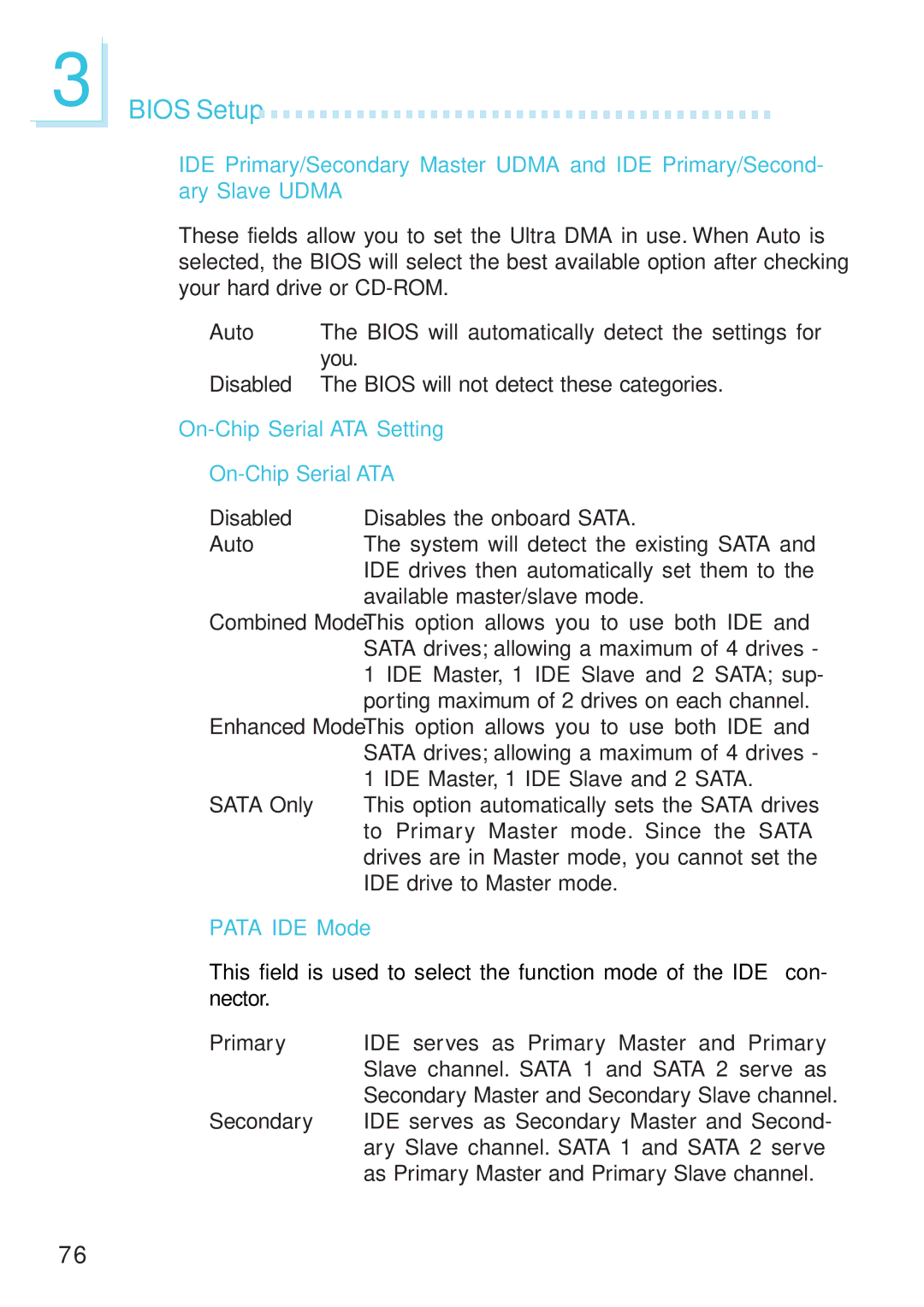 DFI 915GM-MIGF user manual On-Chip Serial ATA Setting 