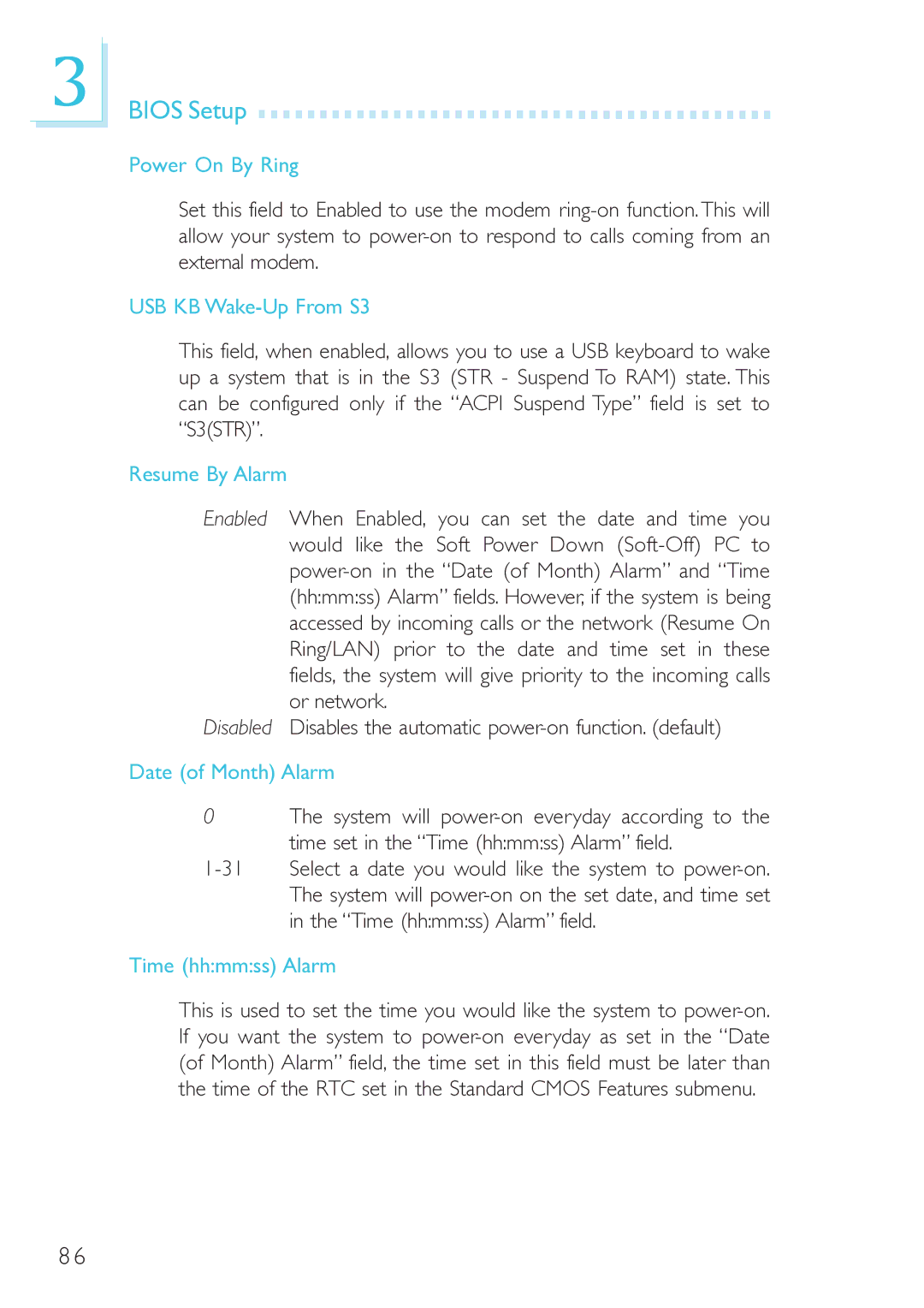 DFI 915GM-MIGF Power On By Ring, USB KB Wake-Up From S3, Resume By Alarm, Date of Month Alarm, Time hhmmss Alarm 