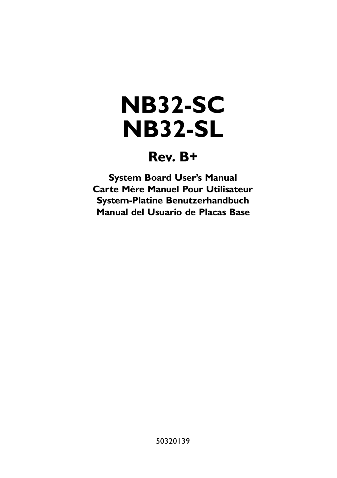 DFI manual NB32-SC NB32-SL, 50320139 