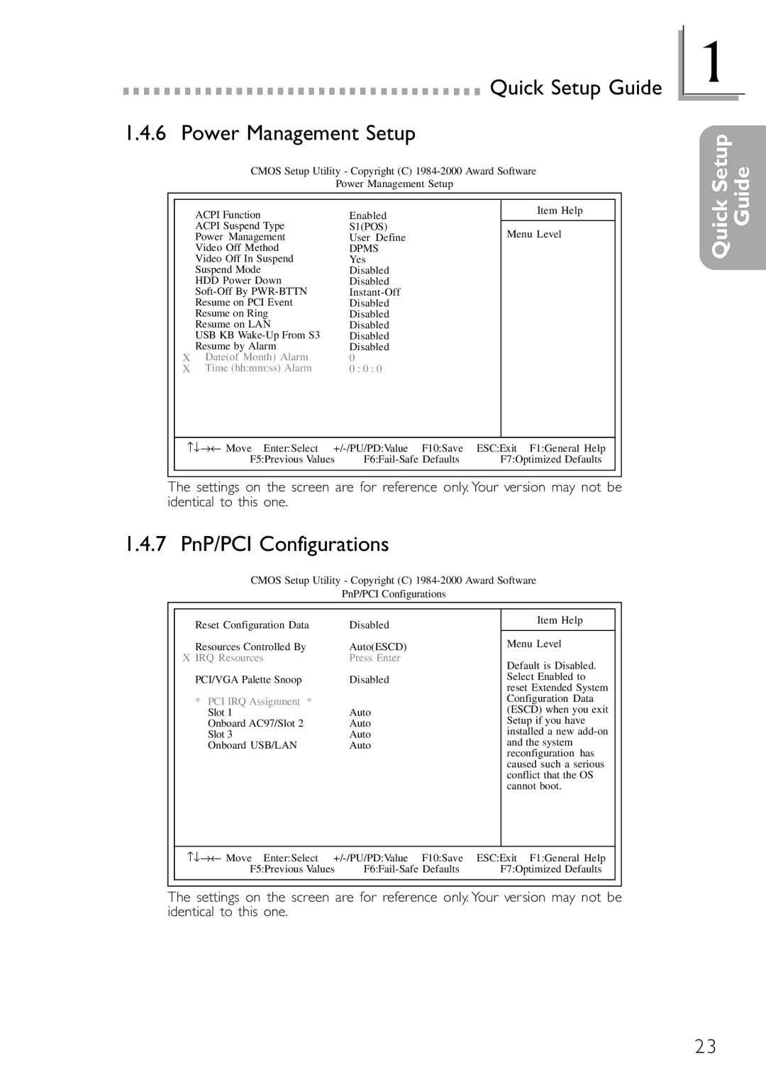 DFI NB32-SL, NB32-SC manual PnP/PCI Configurations, Power Management Setup 