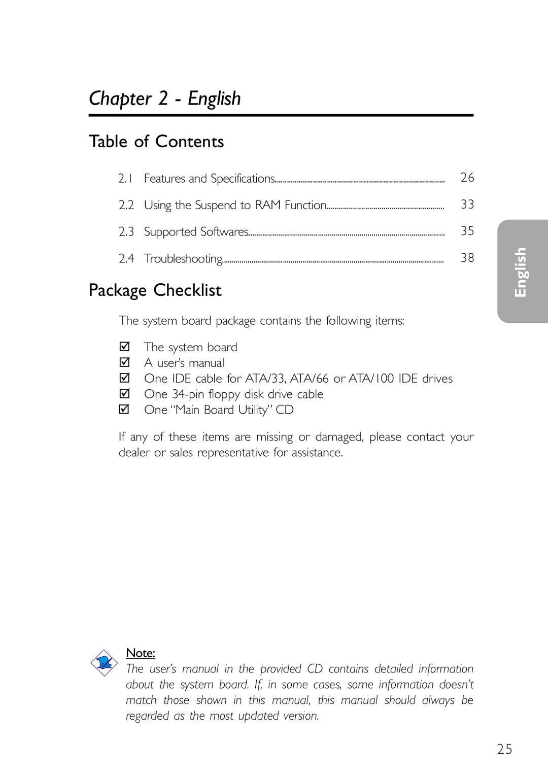 DFI NB32-SL, NB32-SC manual English, Package Checklist 