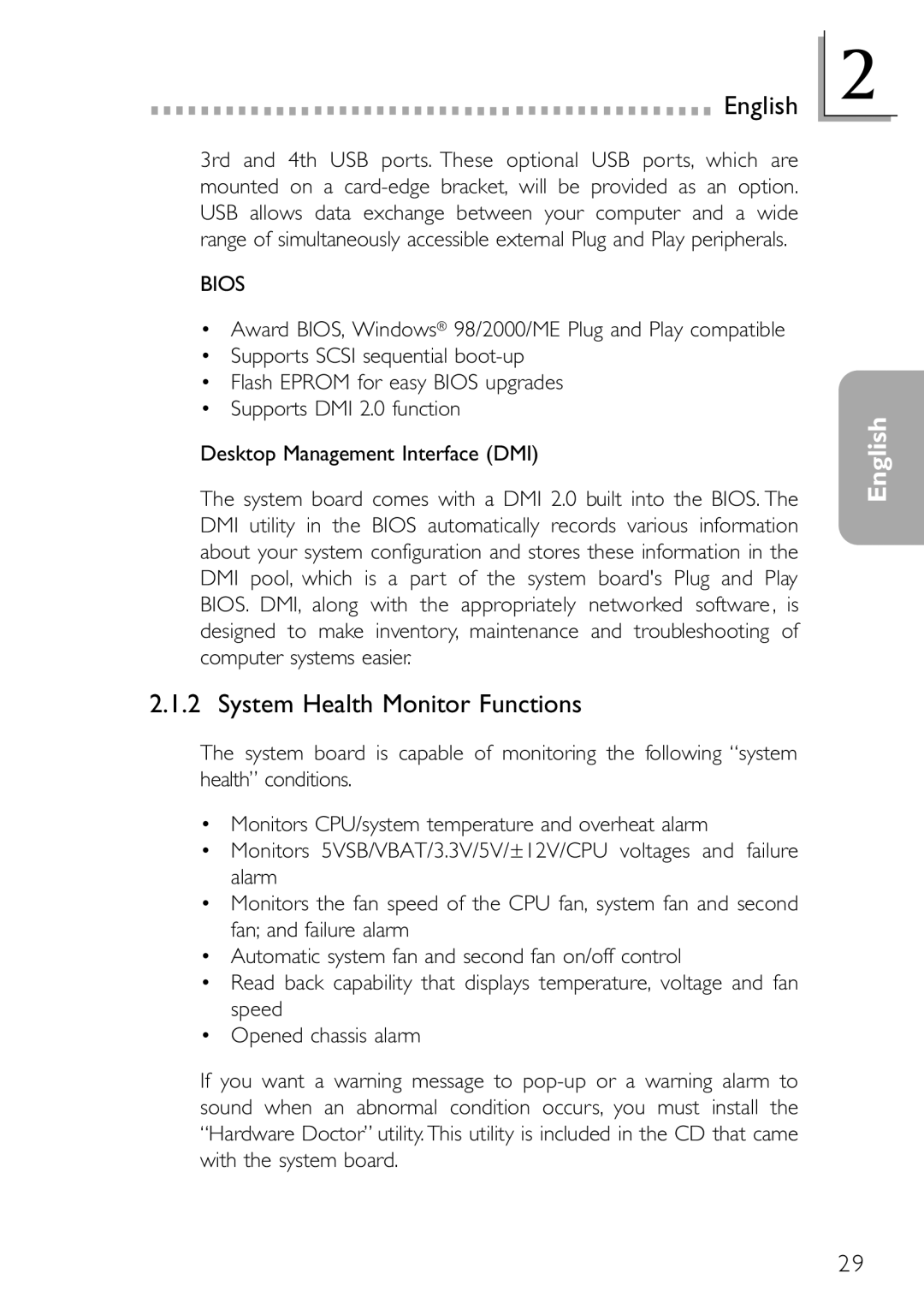 DFI NB32-SL, NB32-SC manual System Health Monitor Functions, Bios 