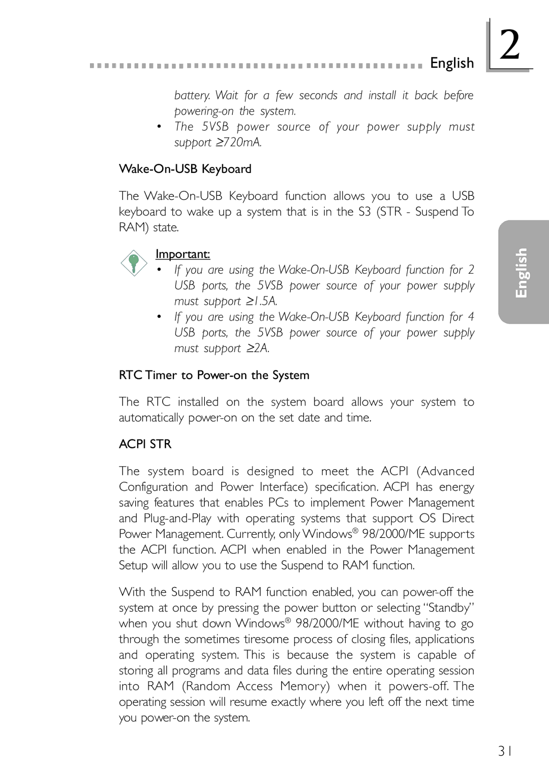 DFI NB32-SL, NB32-SC manual Acpi STR 