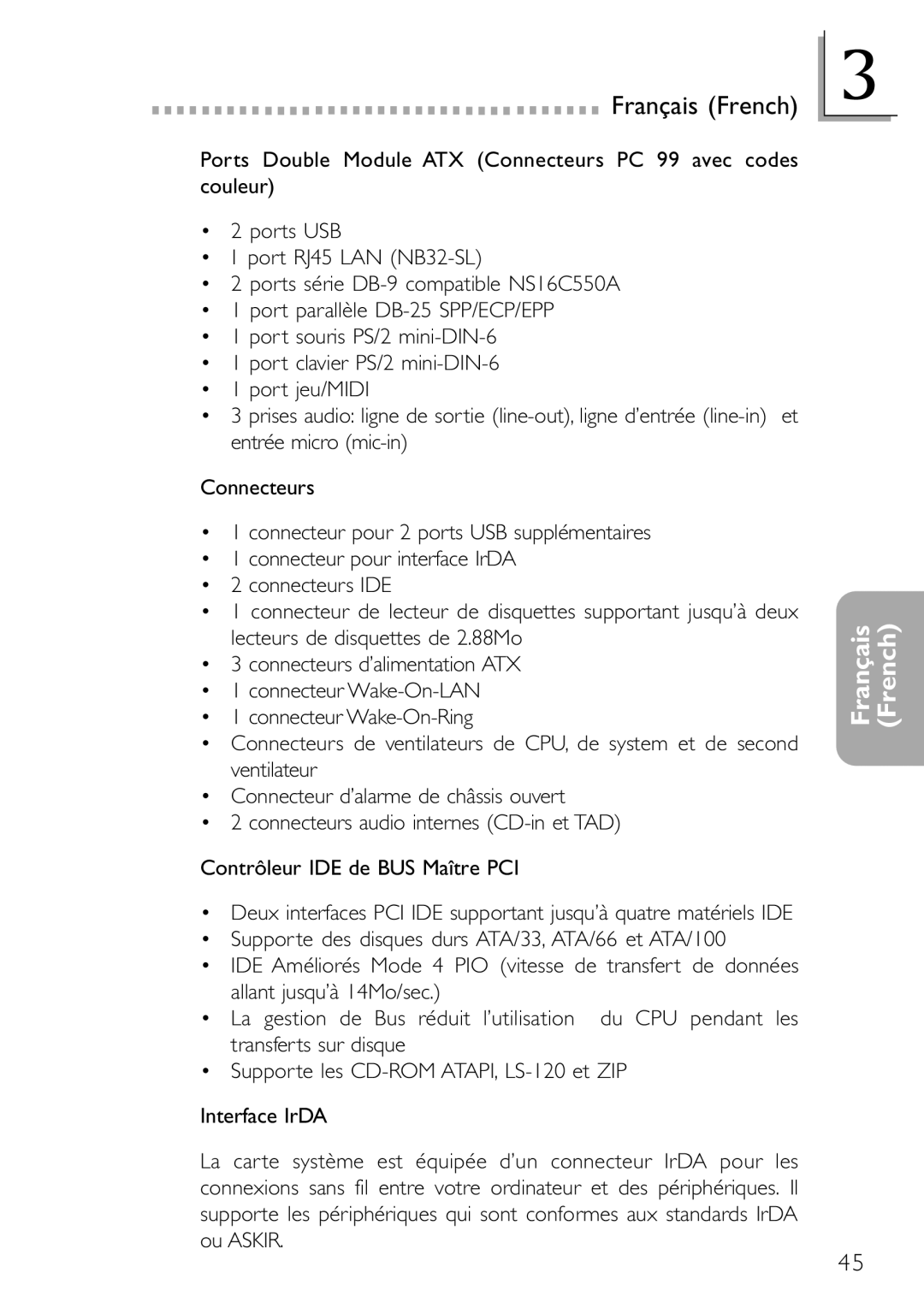 DFI NB32-SL, NB32-SC manual Français French 