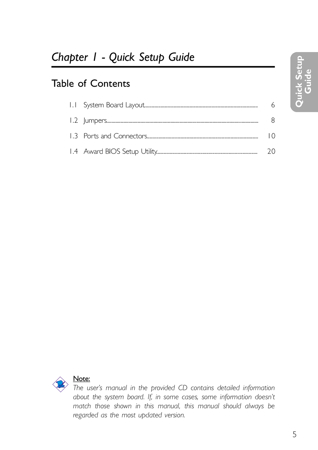 DFI NB32-SL, NB32-SC manual Quick Setup Guide, Table of Contents 