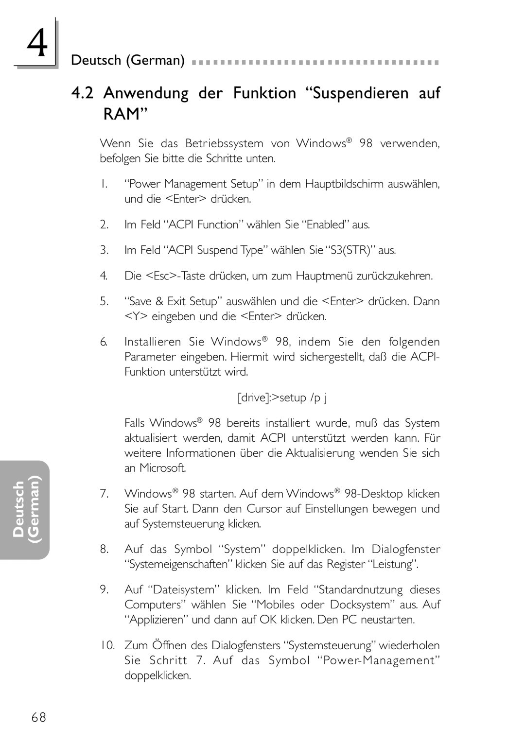 DFI NB32-SC, NB32-SL manual Anwendung der Funktion Suspendieren auf RAM 