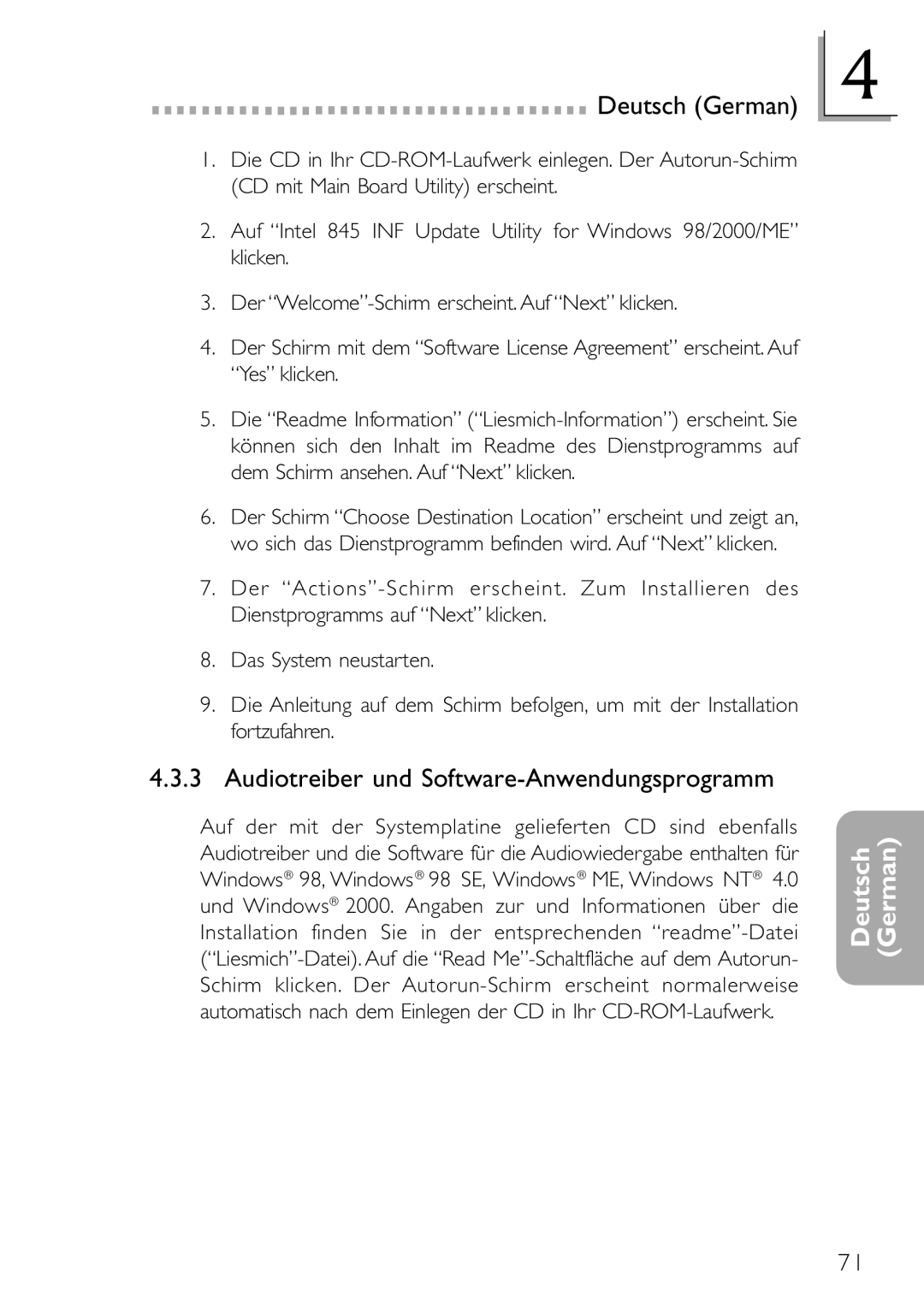 DFI NB32-SL, NB32-SC manual Audiotreiber und Software-Anwendungsprogramm 