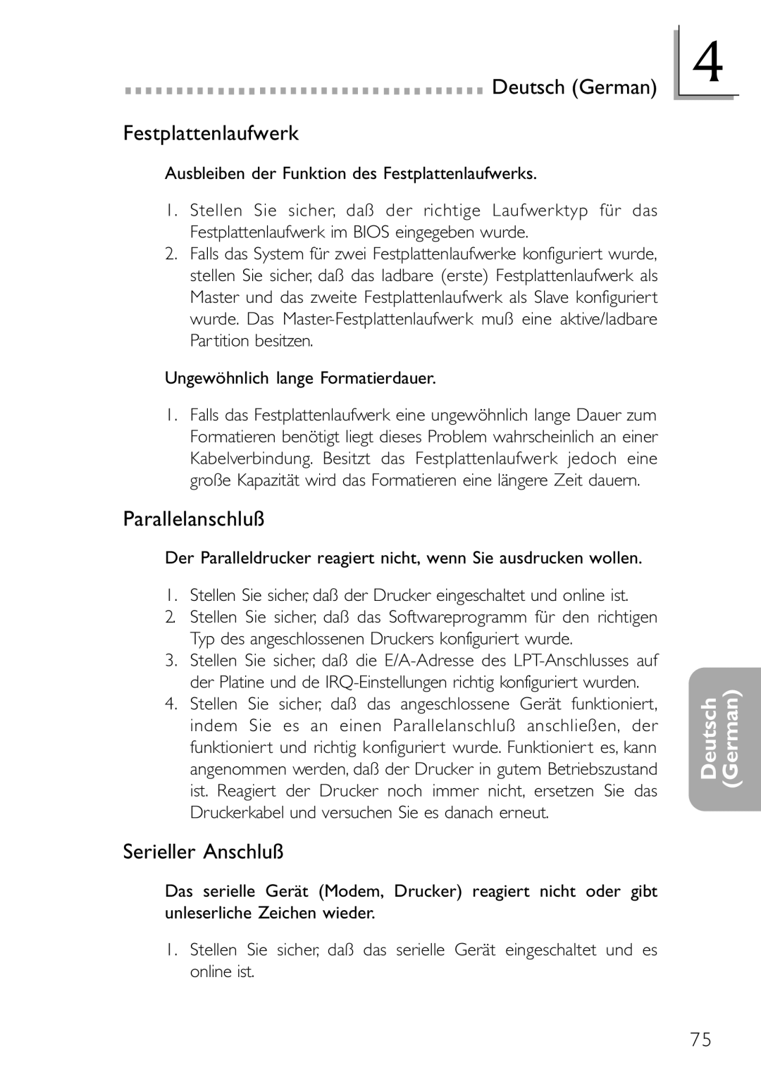 DFI NB32-SL Deutsch German Festplattenlaufwerk, Parallelanschluß, Serieller Anschluß, Ungewöhnlich lange Formatierdauer 