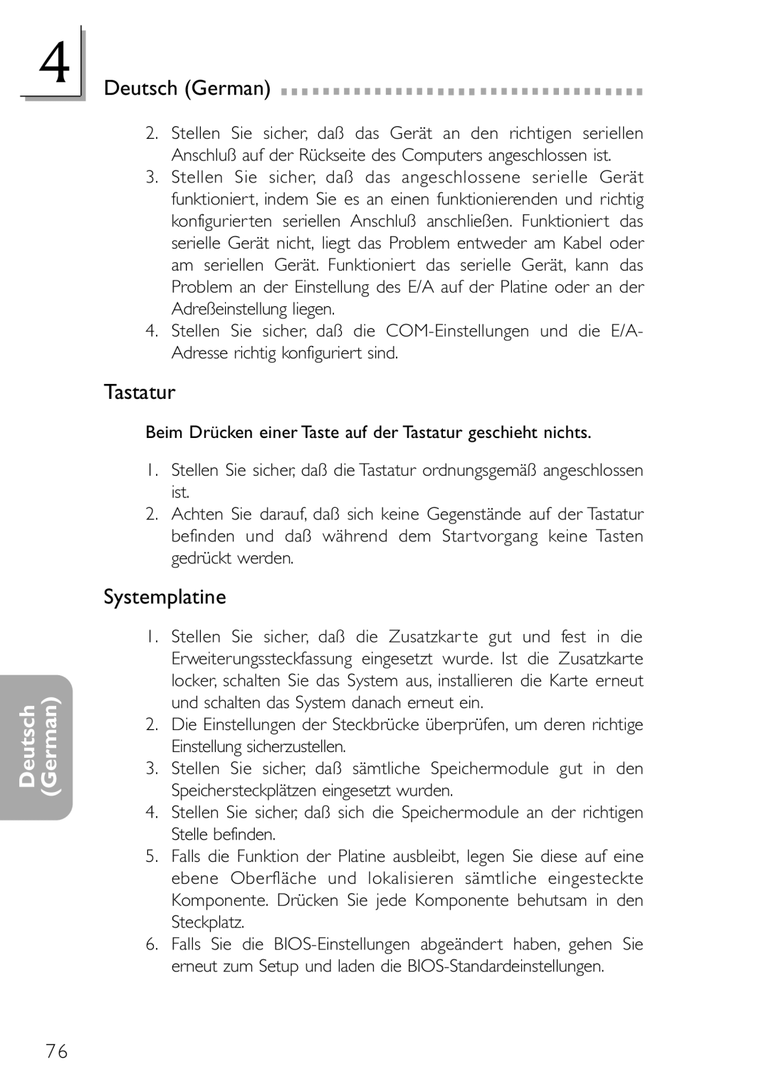 DFI NB32-SC, NB32-SL manual Tastatur, Systemplatine 