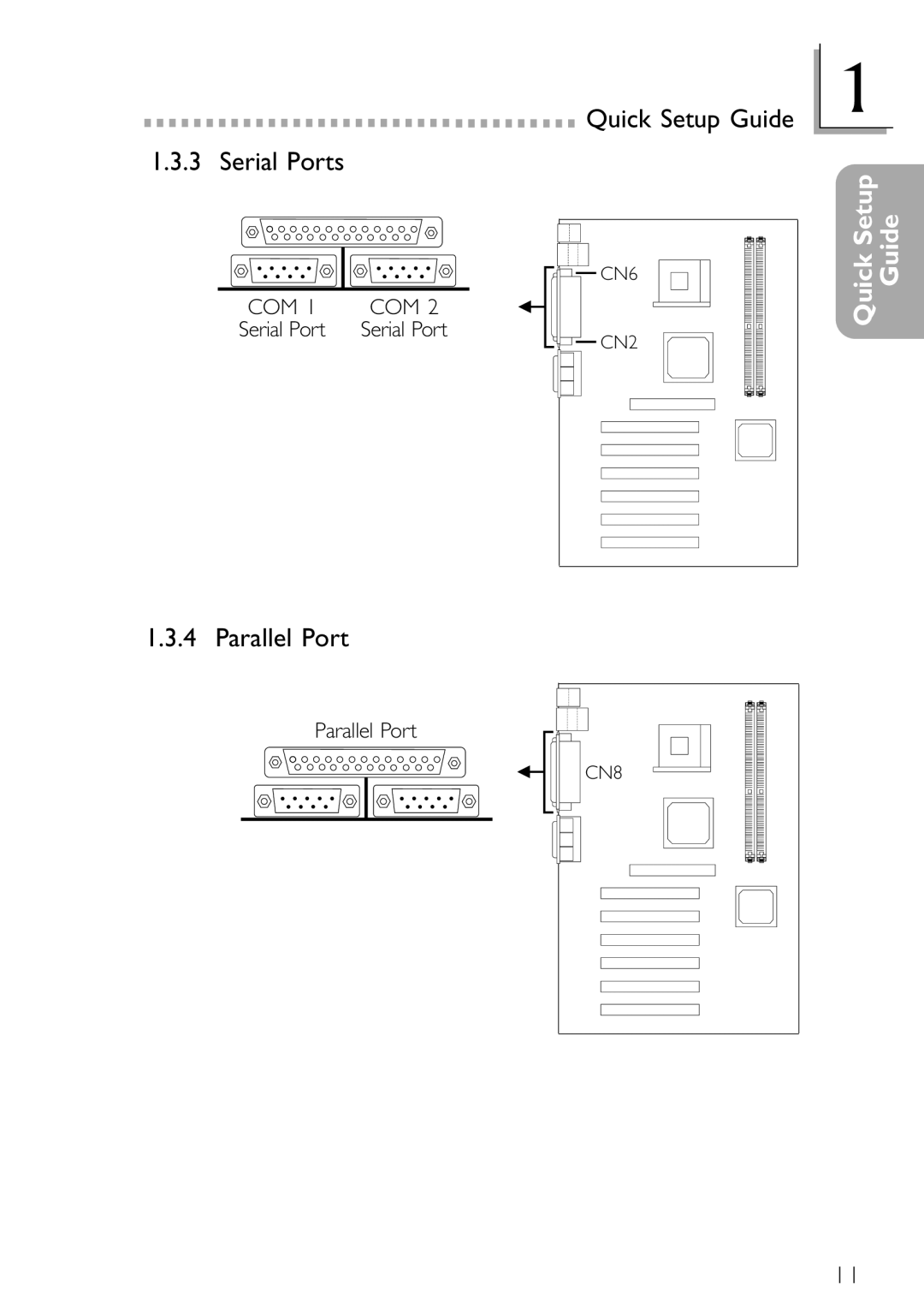 DFI NB78-BC, NB78-BL manual Quick Setup Guide Serial Ports, Parallel Port 