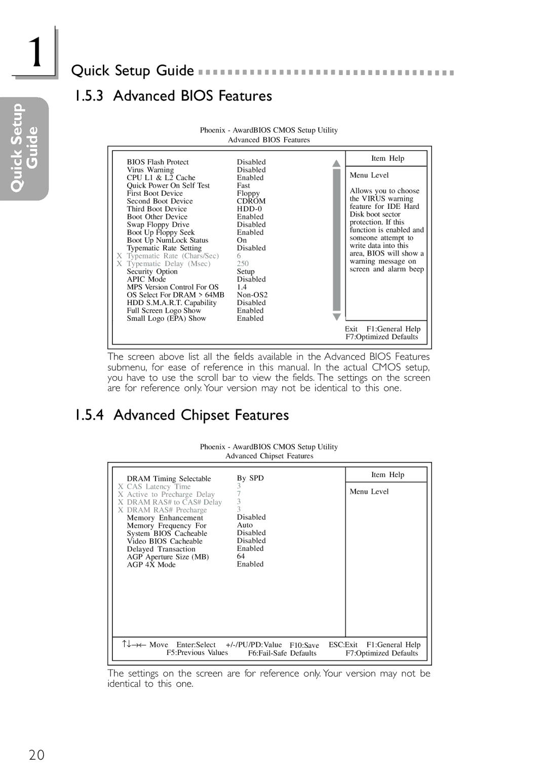 DFI NB78-BL, NB78-BC manual Quick Setup Guide 1.5.3 Advanced Bios Features, Advanced Chipset Features 