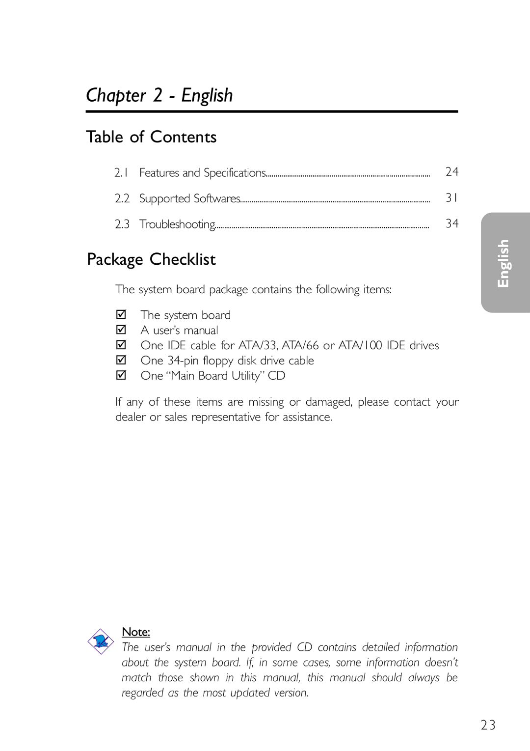 DFI NB78-BC, NB78-BL manual English, Package Checklist 