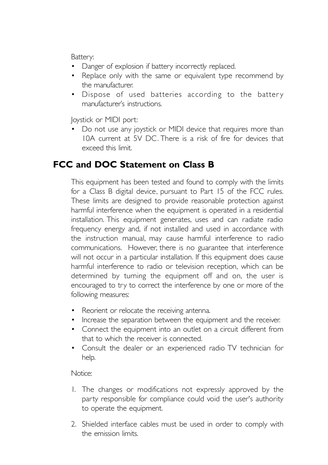 DFI NB78-BC, NB78-BL manual FCC and DOC Statement on Class B 