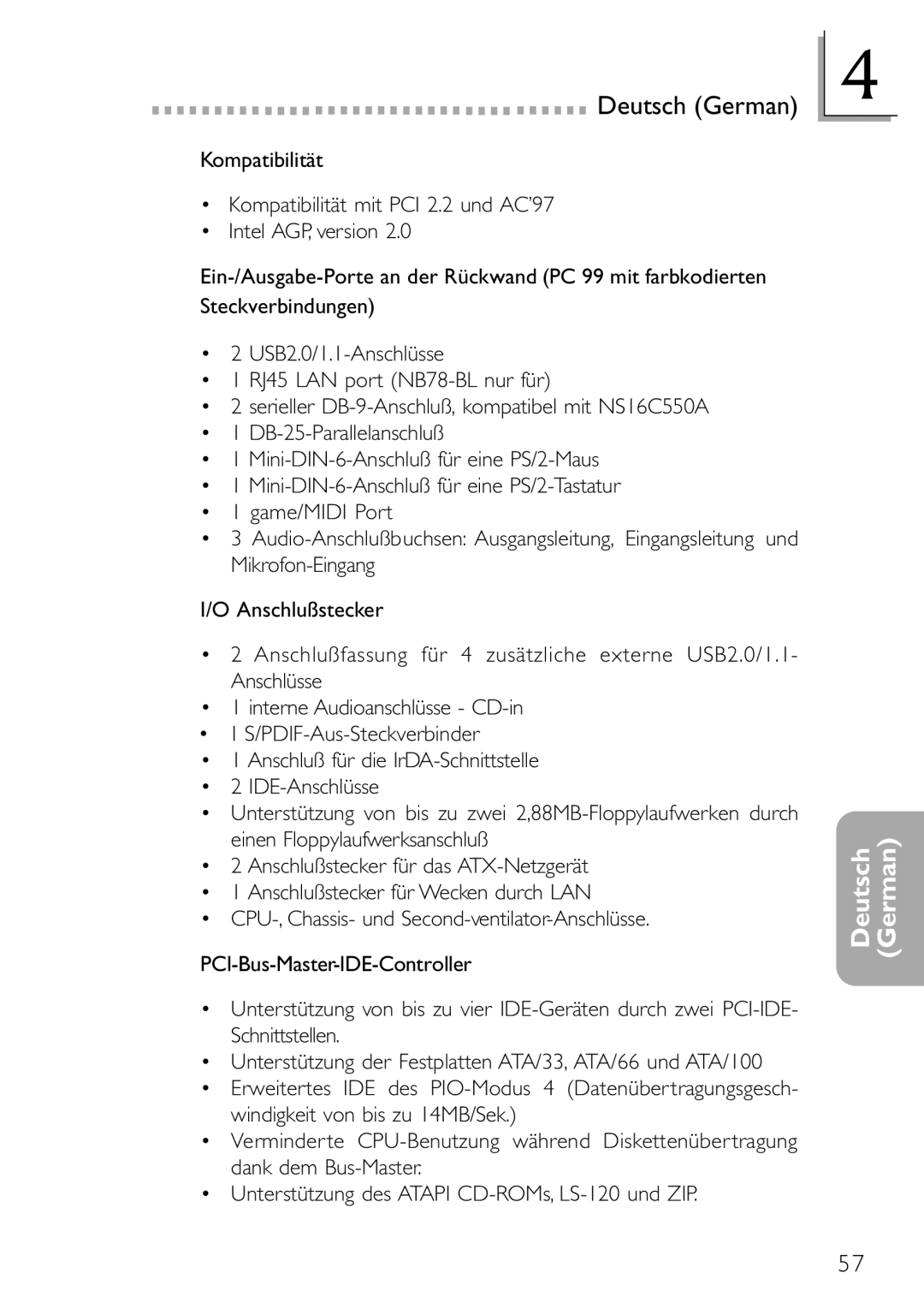 DFI NB78-BC, NB78-BL manual Deutsch German 