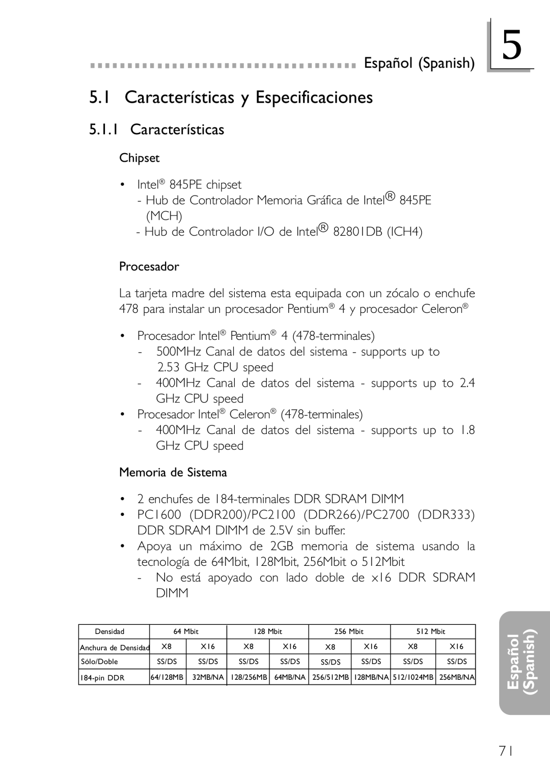 DFI NB78-BC, NB78-BL manual Características y Especificaciones 