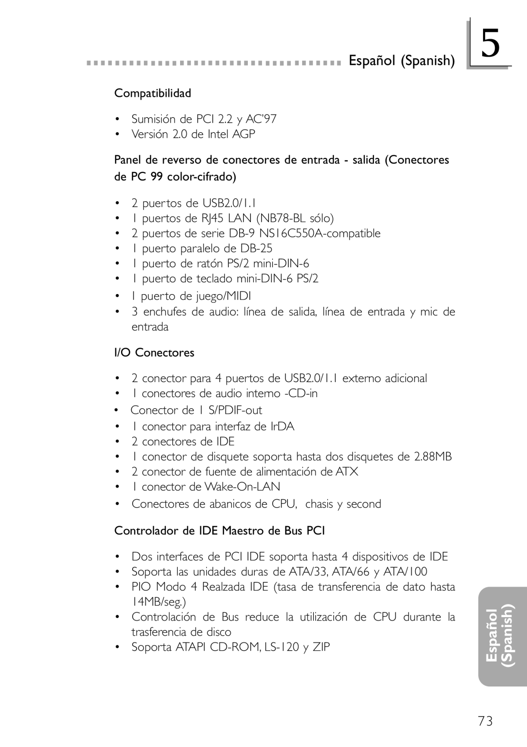 DFI NB78-BC, NB78-BL manual Español Spanish 