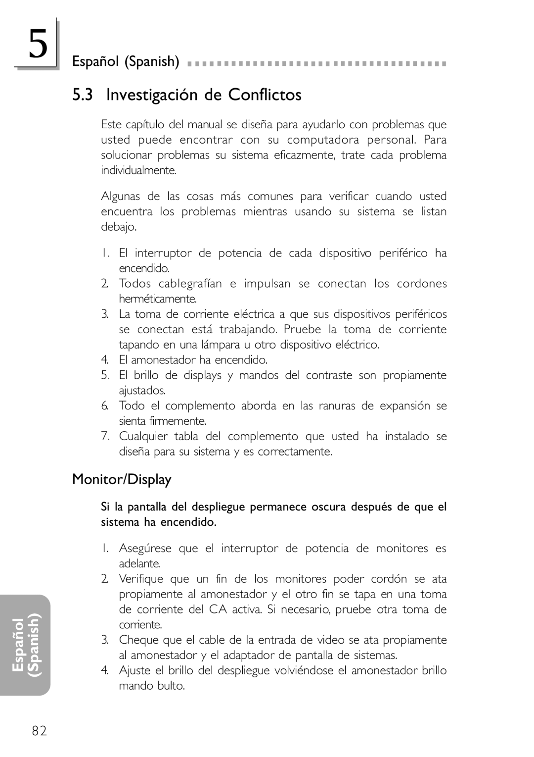 DFI NB78-BL, NB78-BC manual Investigación de Conflictos, # Español Spanish 