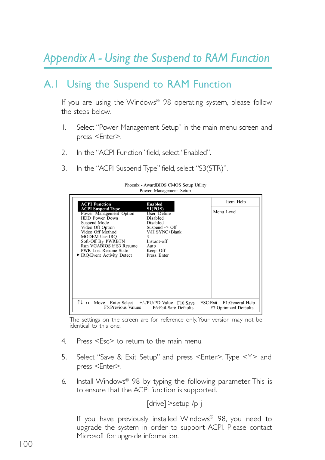 DFI PM12-EL, PM12-EC user manual Appendix a Using the Suspend to RAM Function 