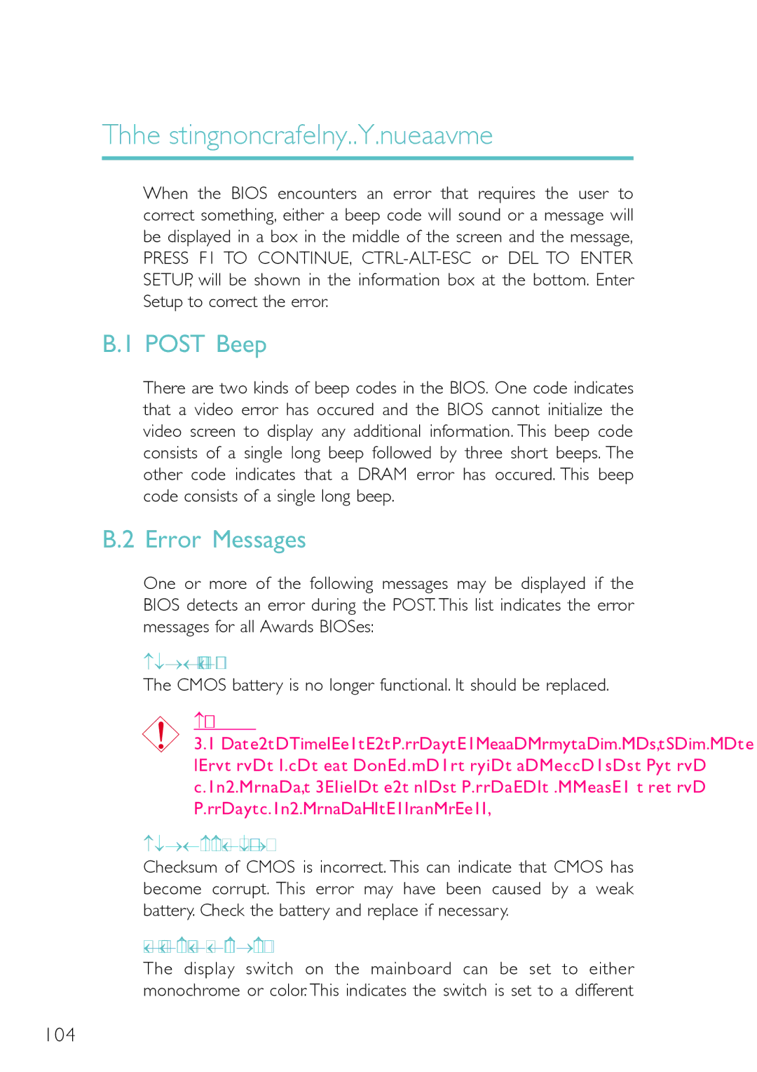 DFI PM12-EL, PM12-EC user manual Post Beep, Error Messages, Cmos battery is no longer functional. It should be replaced 