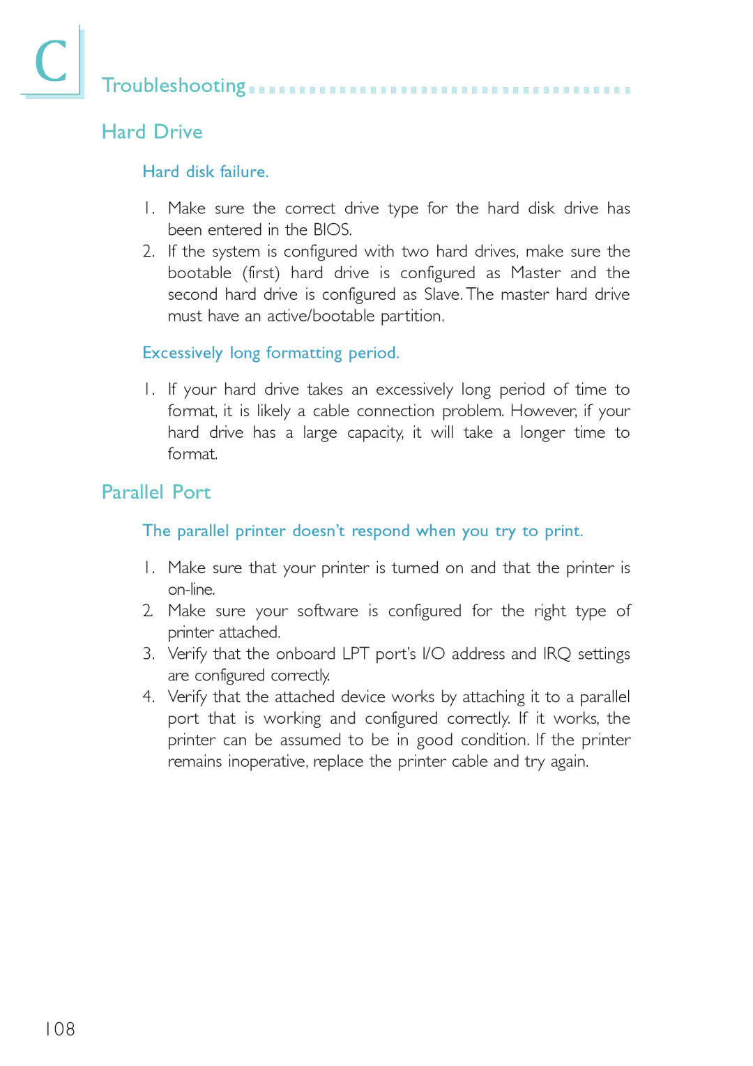 DFI PM12-EL, PM12-EC user manual Troubleshooting Hard Drive, Hard disk failure 