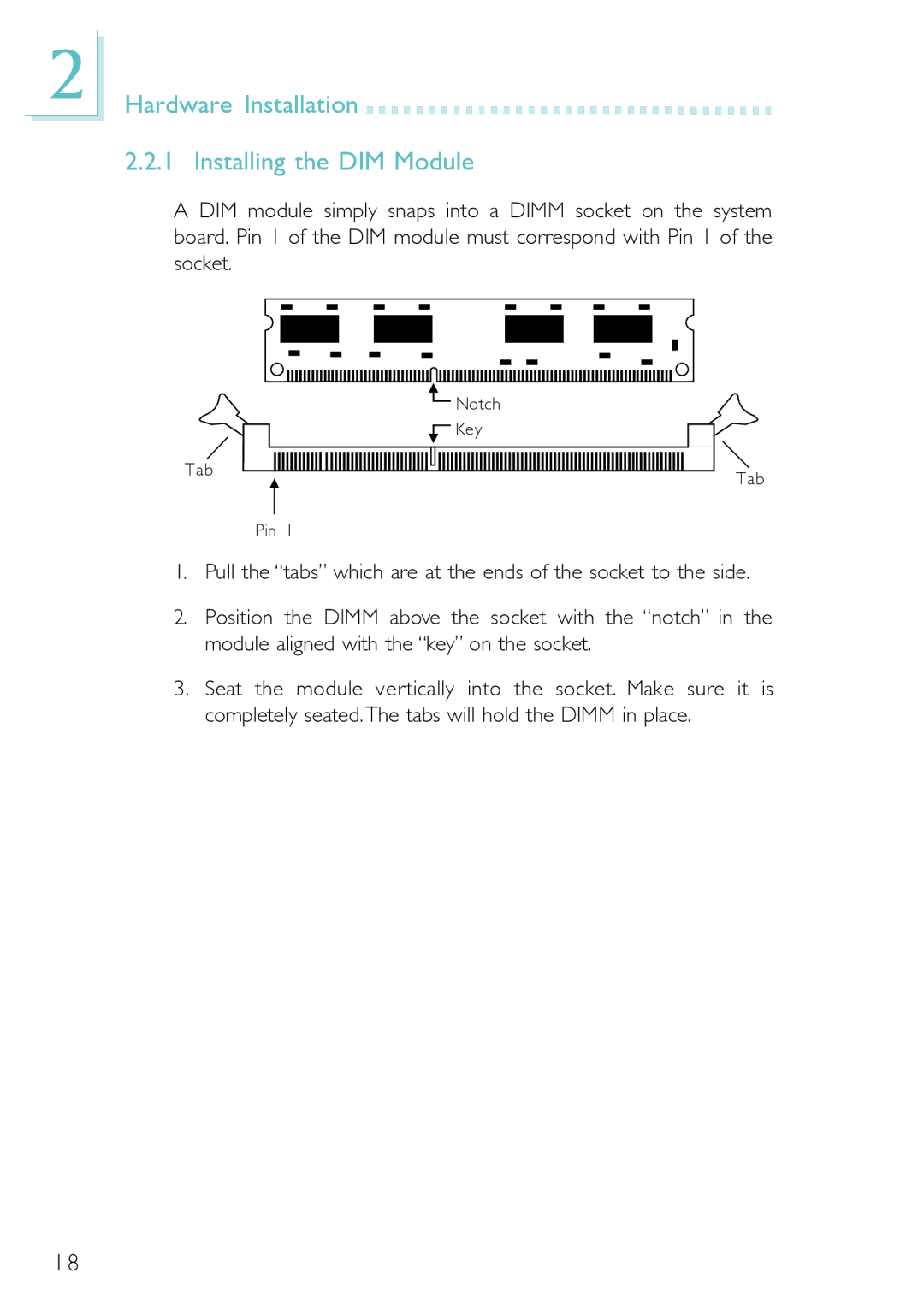 DFI PM12-EL, PM12-EC user manual Hardware Installation Installing the DIM Module 