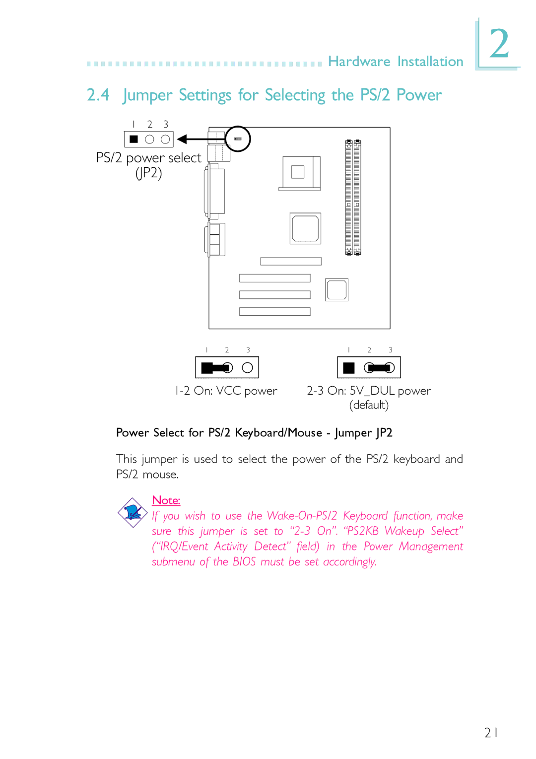 DFI PM12-EC, PM12-EL user manual Jumper Settings for Selecting the PS/2 Power, PS/2 power select, On VCC power 