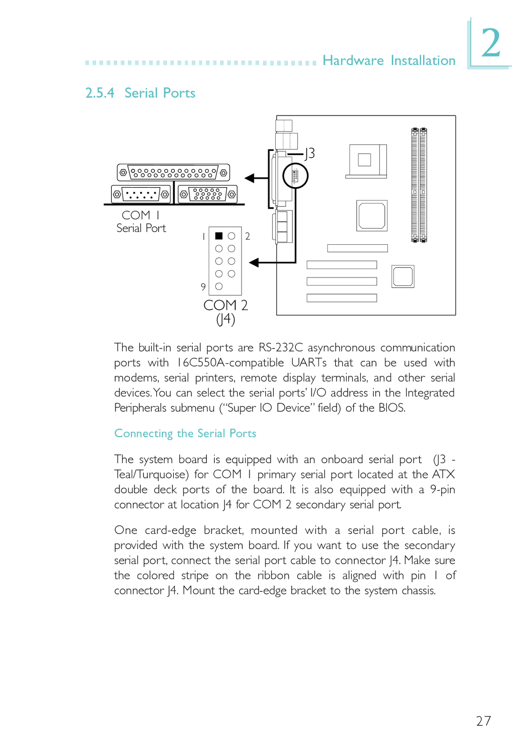 DFI PM12-EC, PM12-EL user manual Connecting the Serial Ports 