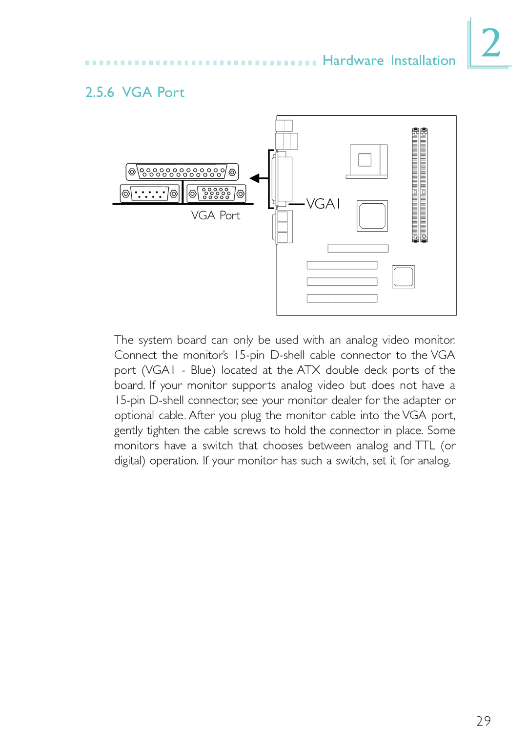 DFI PM12-EC, PM12-EL user manual Hardware Installation VGA Port, VGA1 