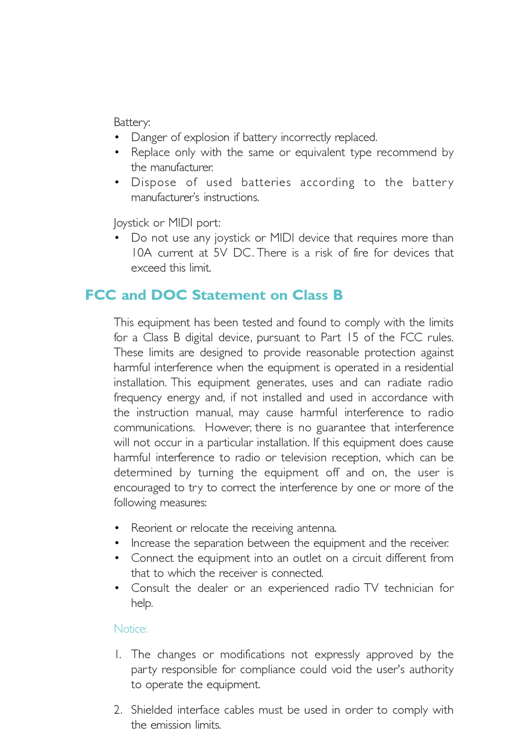 DFI PM12-EC, PM12-EL user manual FCC and DOC Statement on Class B 