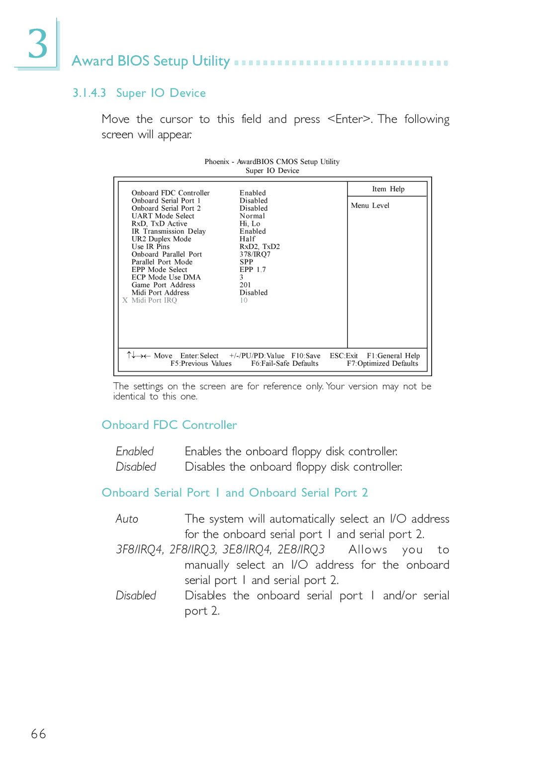 DFI PM12-EL, PM12-EC user manual Super IO Device, Onboard FDC Controller, Onboard Serial Port 1 and Onboard Serial Port 