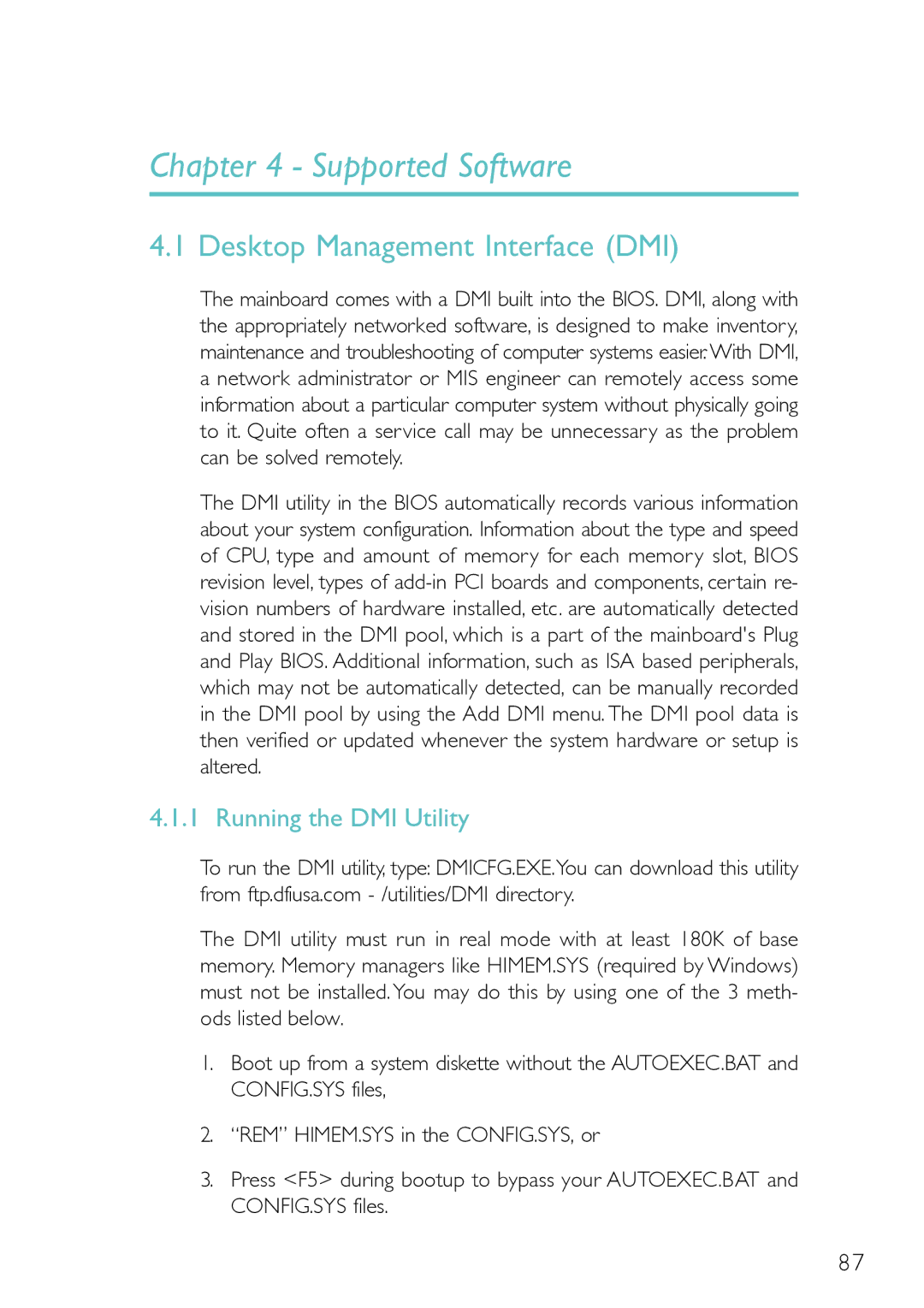 DFI PM12-EC, PM12-EL user manual Desktop Management Interface DMI, Running the DMI Utility 