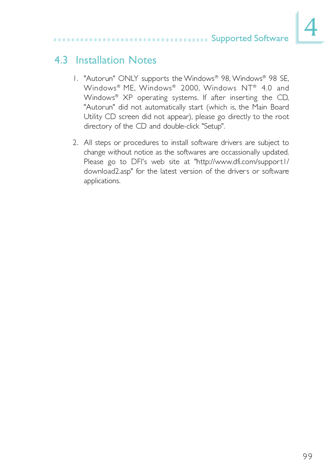 DFI PM12-EC, PM12-EL user manual Installation Notes, Supported Software 