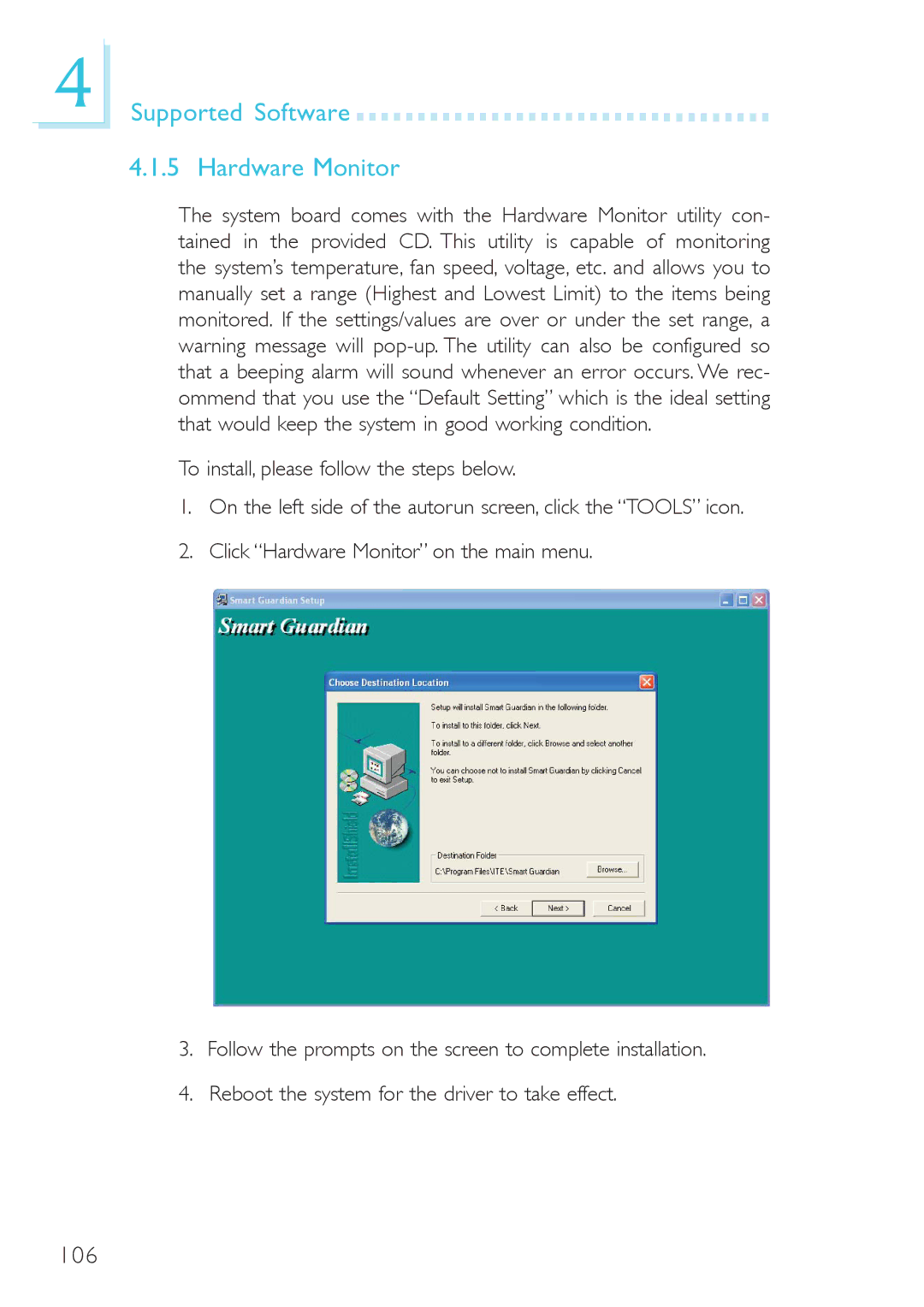 DFI 915g-tmgf, system board, 915gv-tml user manual Supported Software Hardware Monitor 