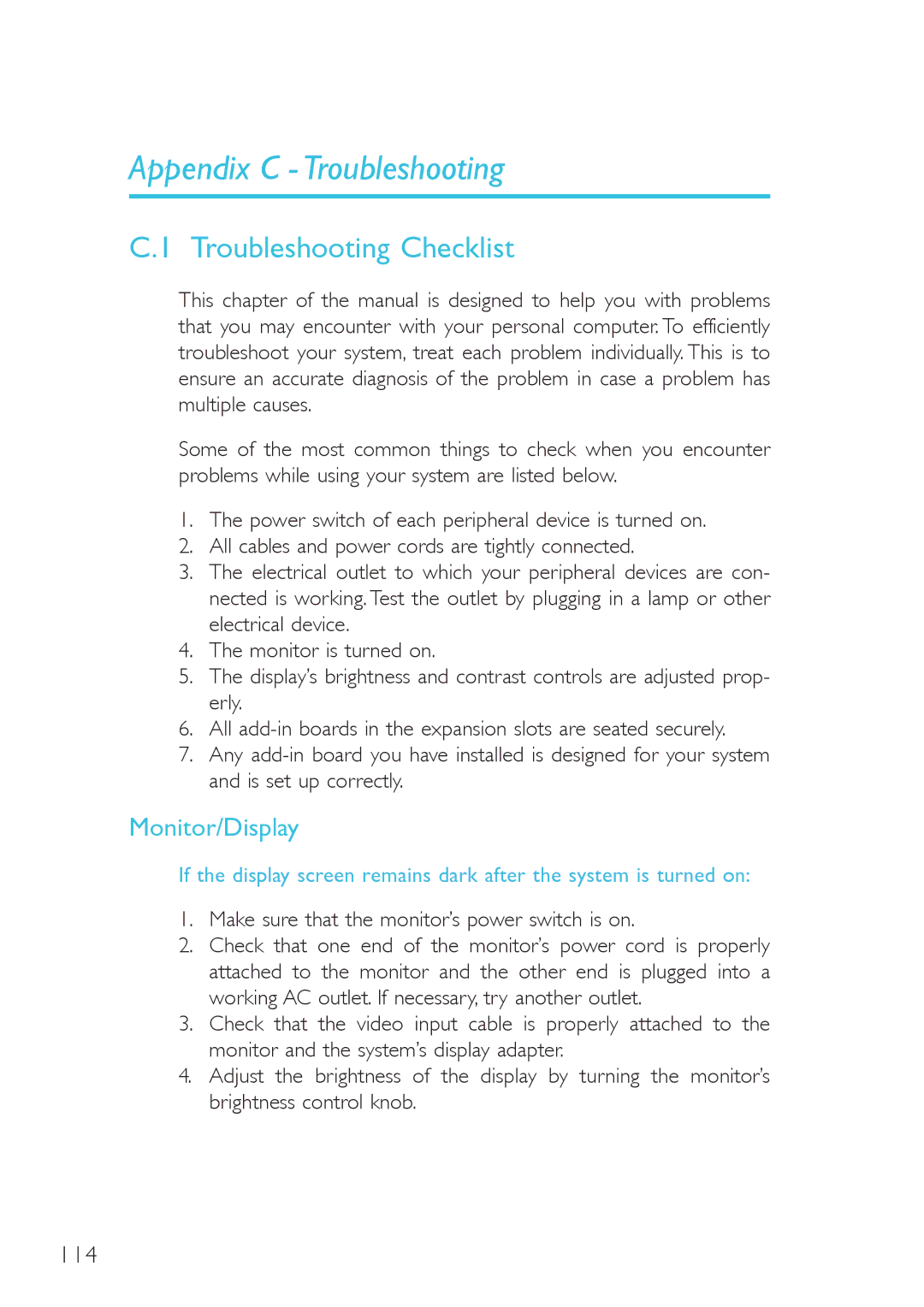 DFI system board, 915g-tmgf Troubleshooting Checklist, Monitor/Display, Make sure that the monitor’s power switch is on 