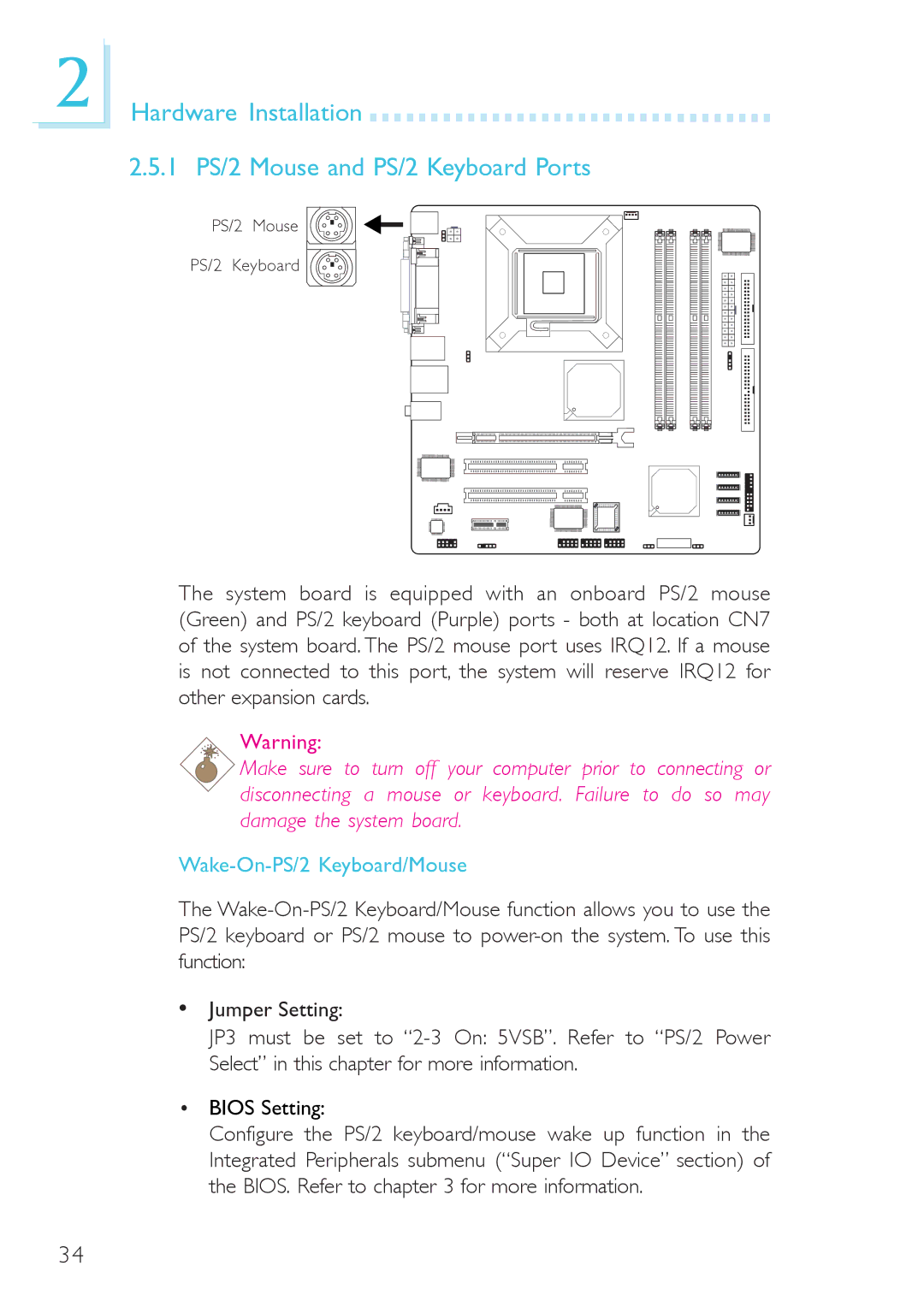 DFI 915g-tmgf, system board, 915gv-tml user manual Hardware Installation 1 PS/2 Mouse and PS/2 Keyboard Ports, Bios Setting 