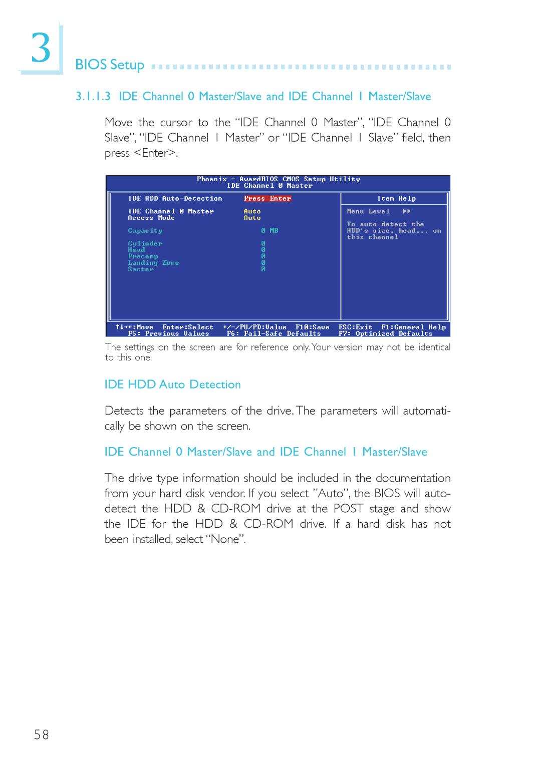 DFI 915g-tmgf, system board, 915gv-tml IDE Channel 0 Master/Slave and IDE Channel 1 Master/Slave, IDE HDD Auto Detection 