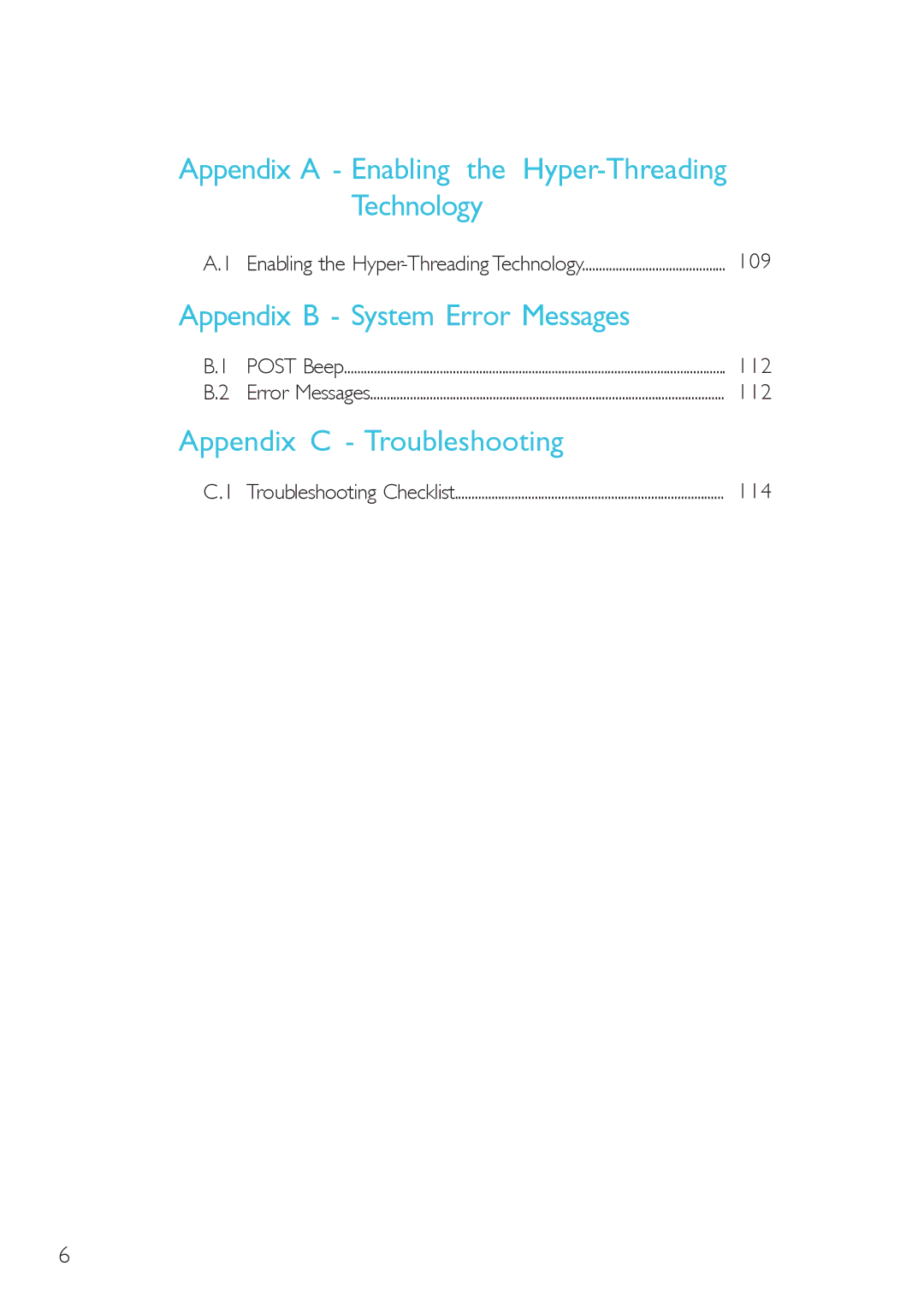 DFI system board Appendix a Enabling the Hyper-Threading Technology, Appendix B System Error Messages, Introduction 