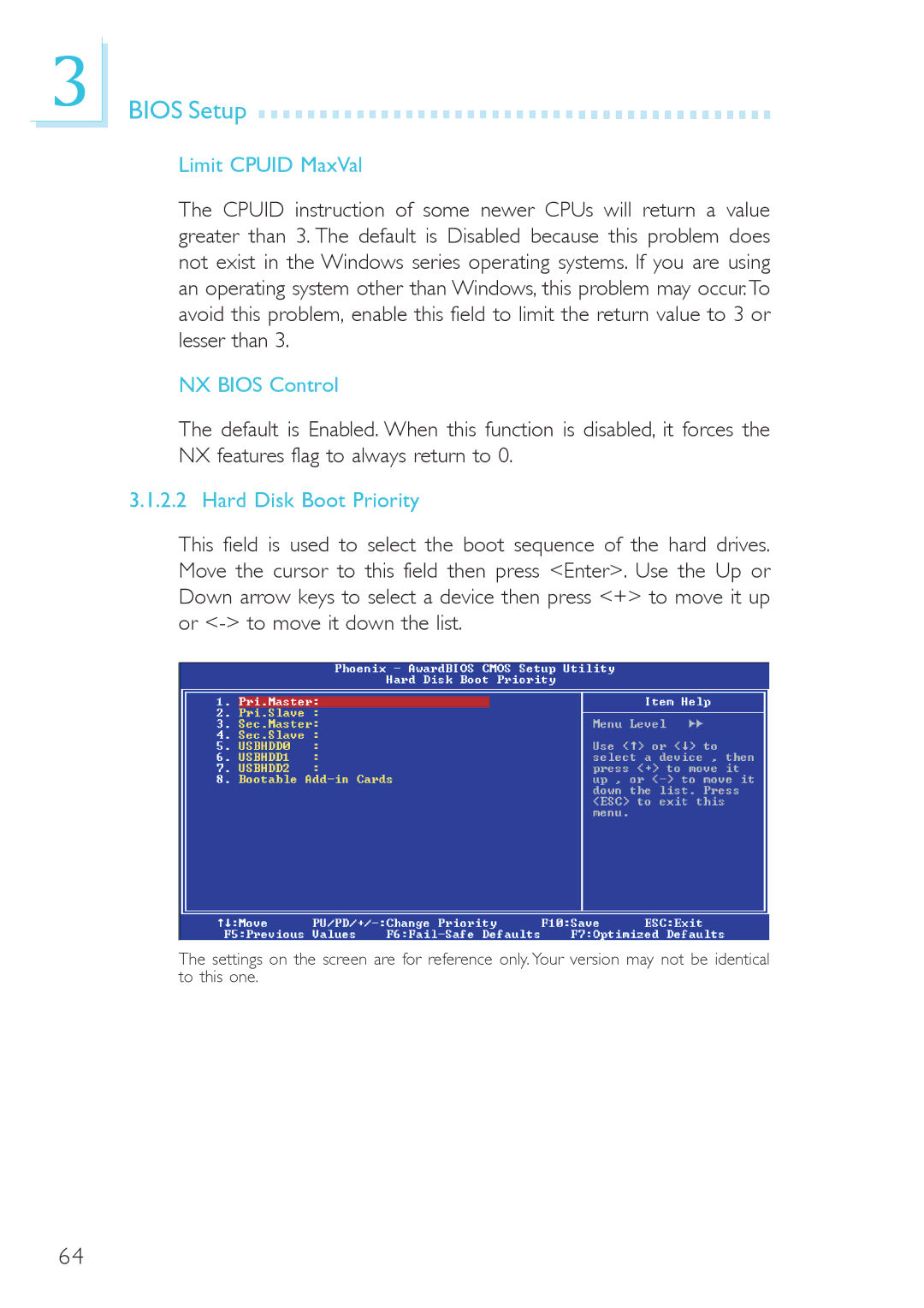 DFI 915g-tmgf, system board, 915gv-tml user manual Limit Cpuid MaxVal, NX Bios Control, Hard Disk Boot Priority 