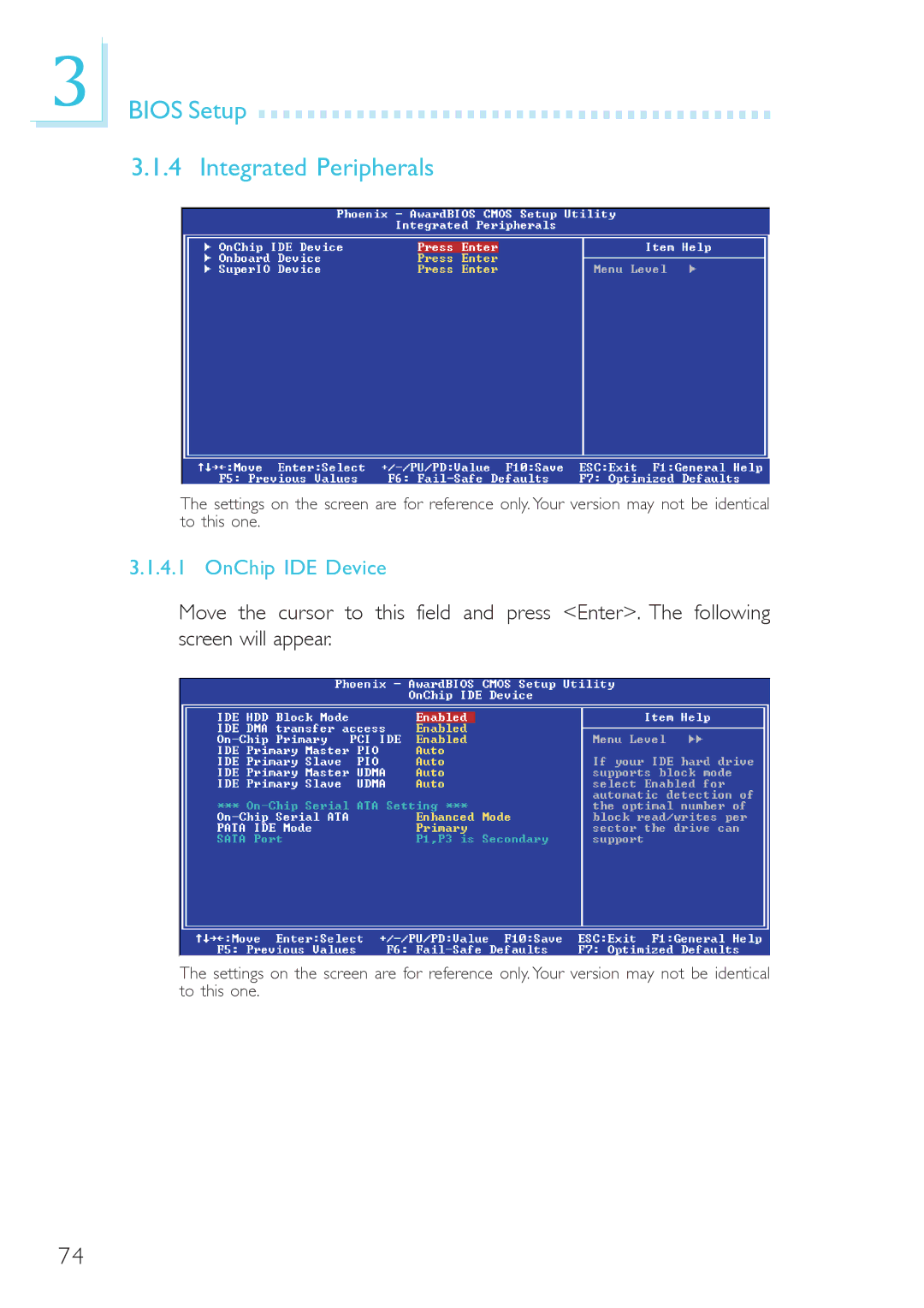 DFI 915gv-tml, system board, 915g-tmgf user manual Bios Setup Integrated Peripherals, OnChip IDE Device 