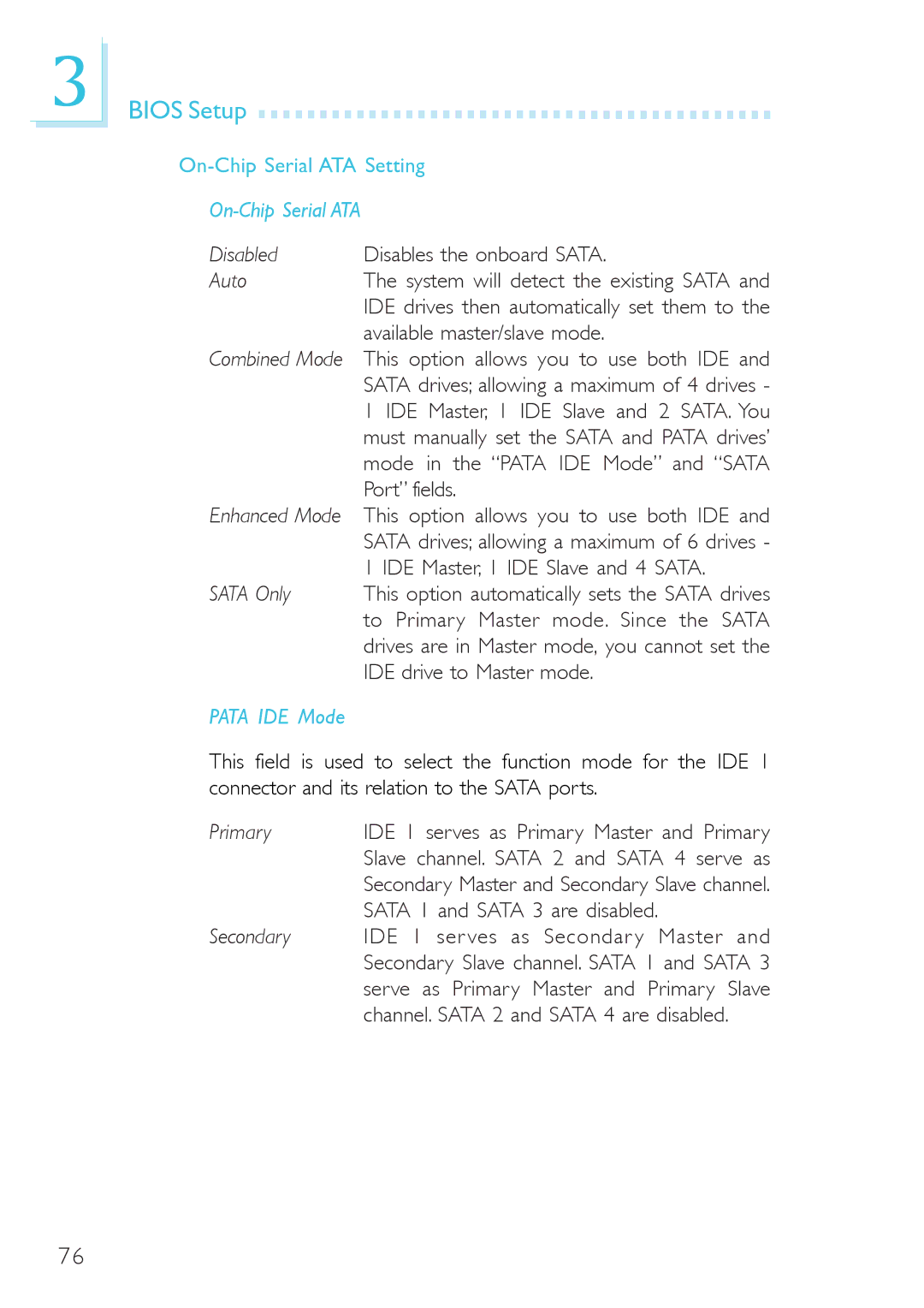 DFI 915g-tmgf, system board, 915gv-tml user manual On-Chip Serial ATA Setting 