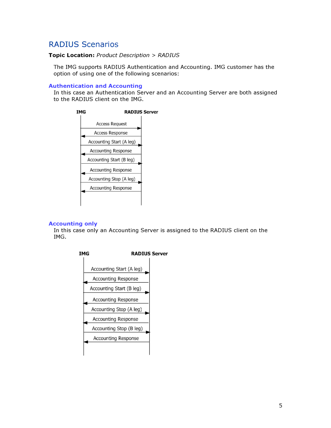 Dialogic 1010 manual Radius Scenarios, Authentication and Accounting, Accounting only 