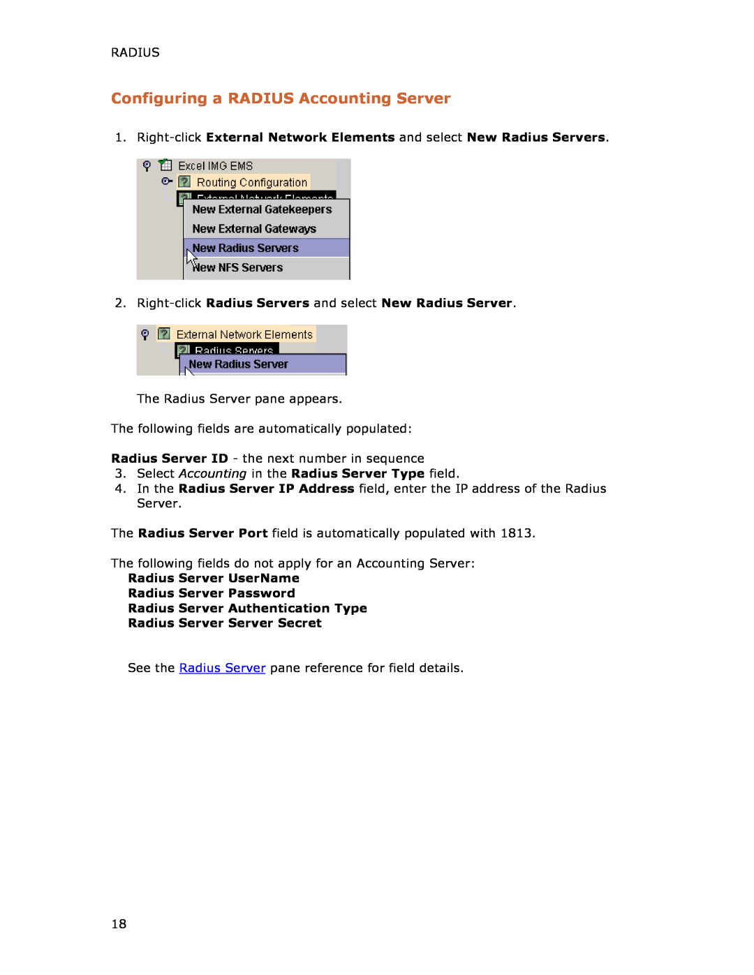 Dialogic 1010 manual Configuring a RADIUS Accounting Server 