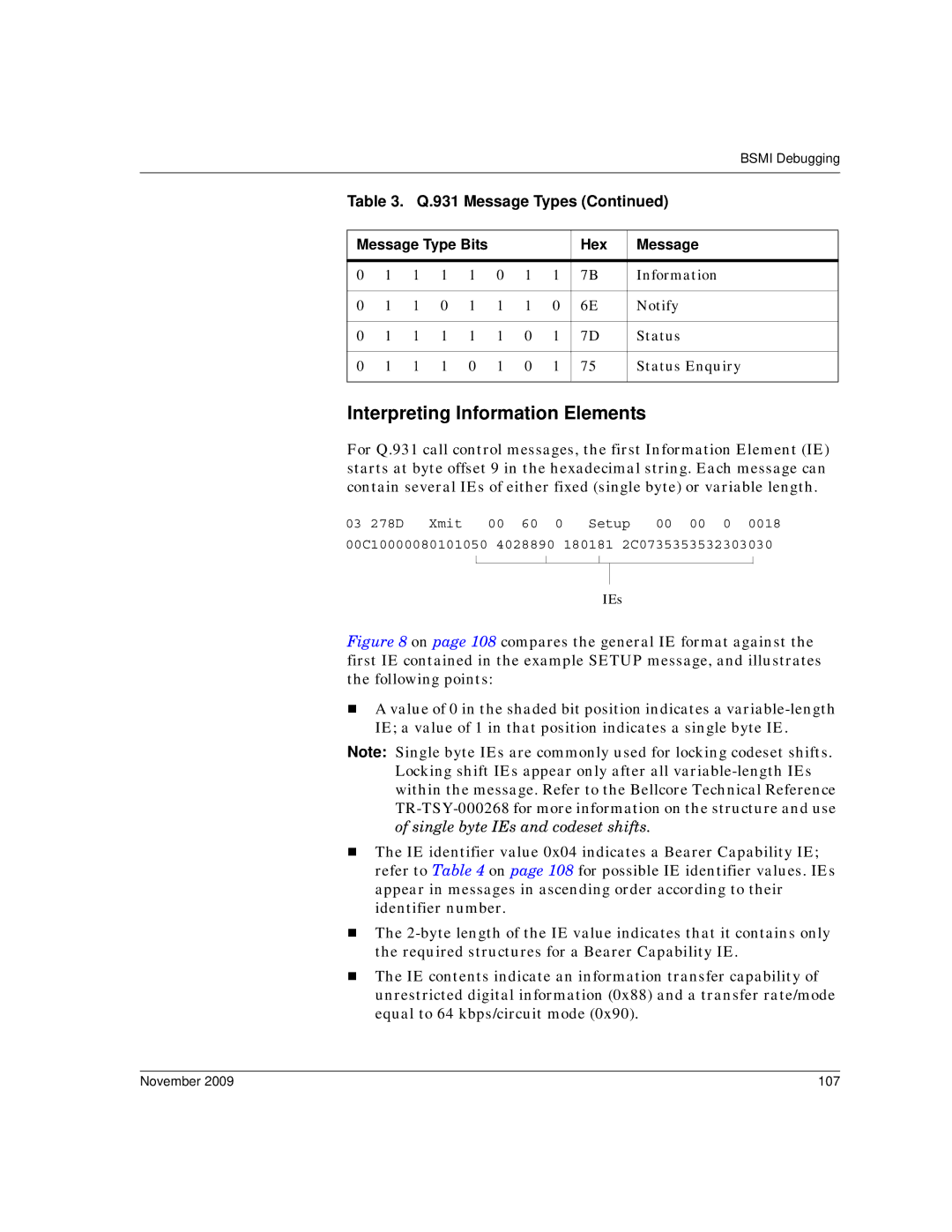 Dialogic 6.2 manual Interpreting Information Elements, Hex Message, November 107 