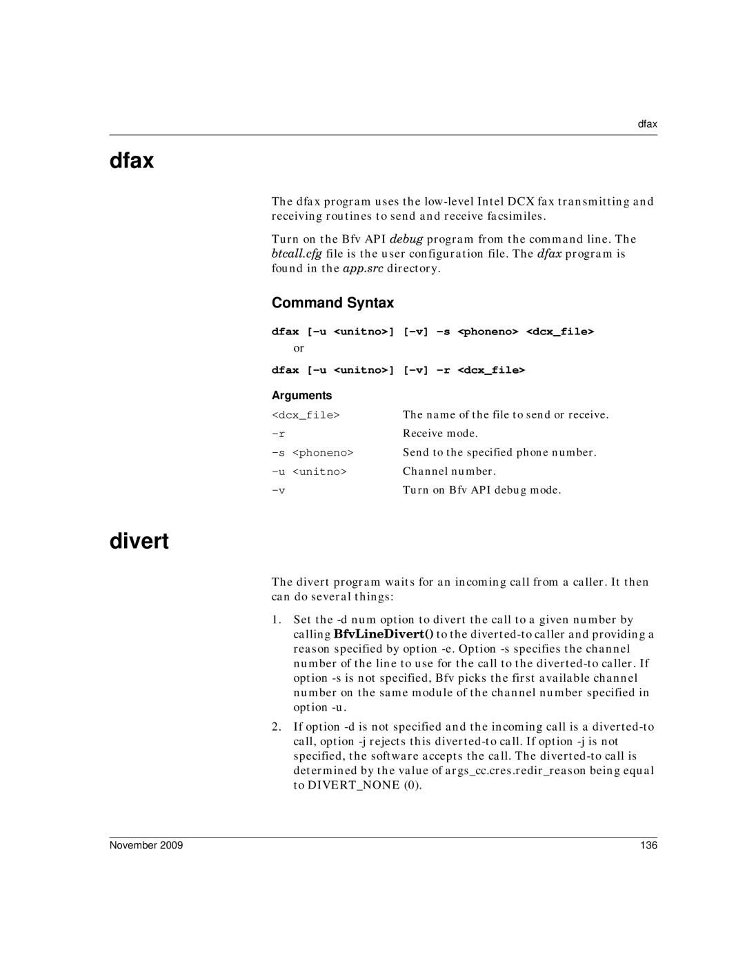 Dialogic 6.2 manual Dfax, Divert, November 136 