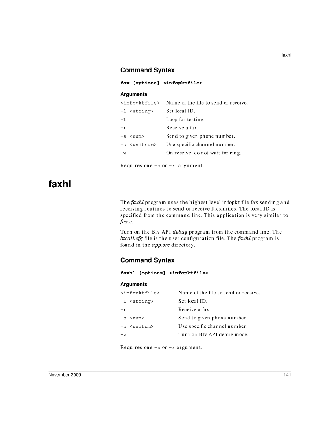 Dialogic 6.2 manual Fax options infopktfile, Faxhl options infopktfile, November 141 