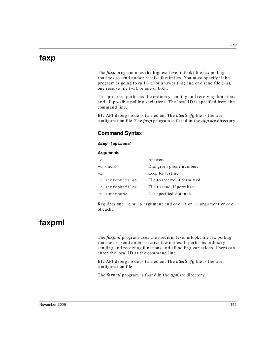 Dialogic 6.2 manual Faxpml, Faxp options, November 145 