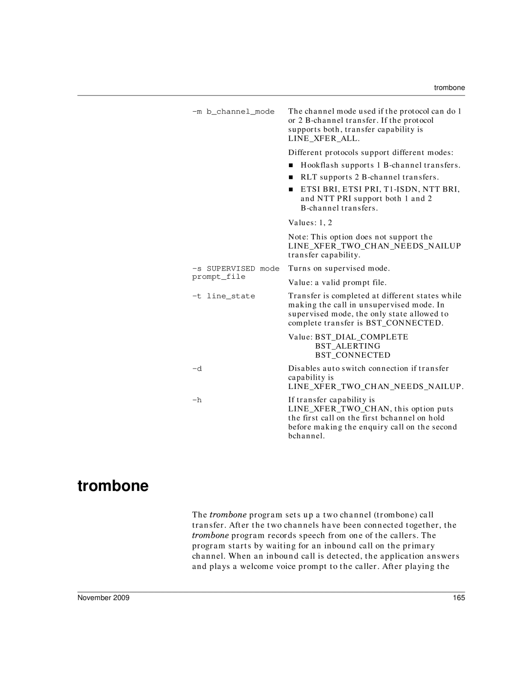 Dialogic 6.2 manual Trombone, November 165 