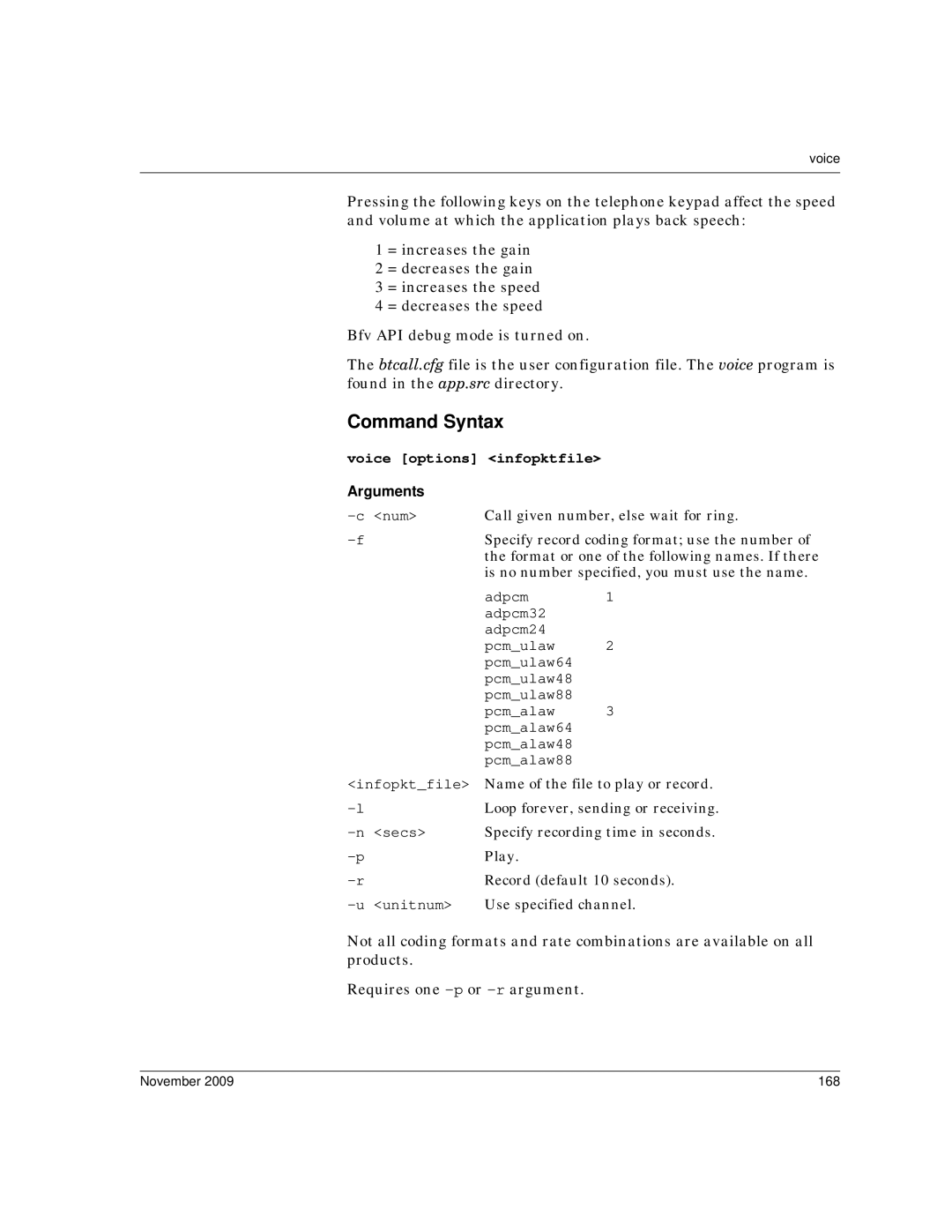 Dialogic 6.2 manual Voice options infopktfile, November 168 