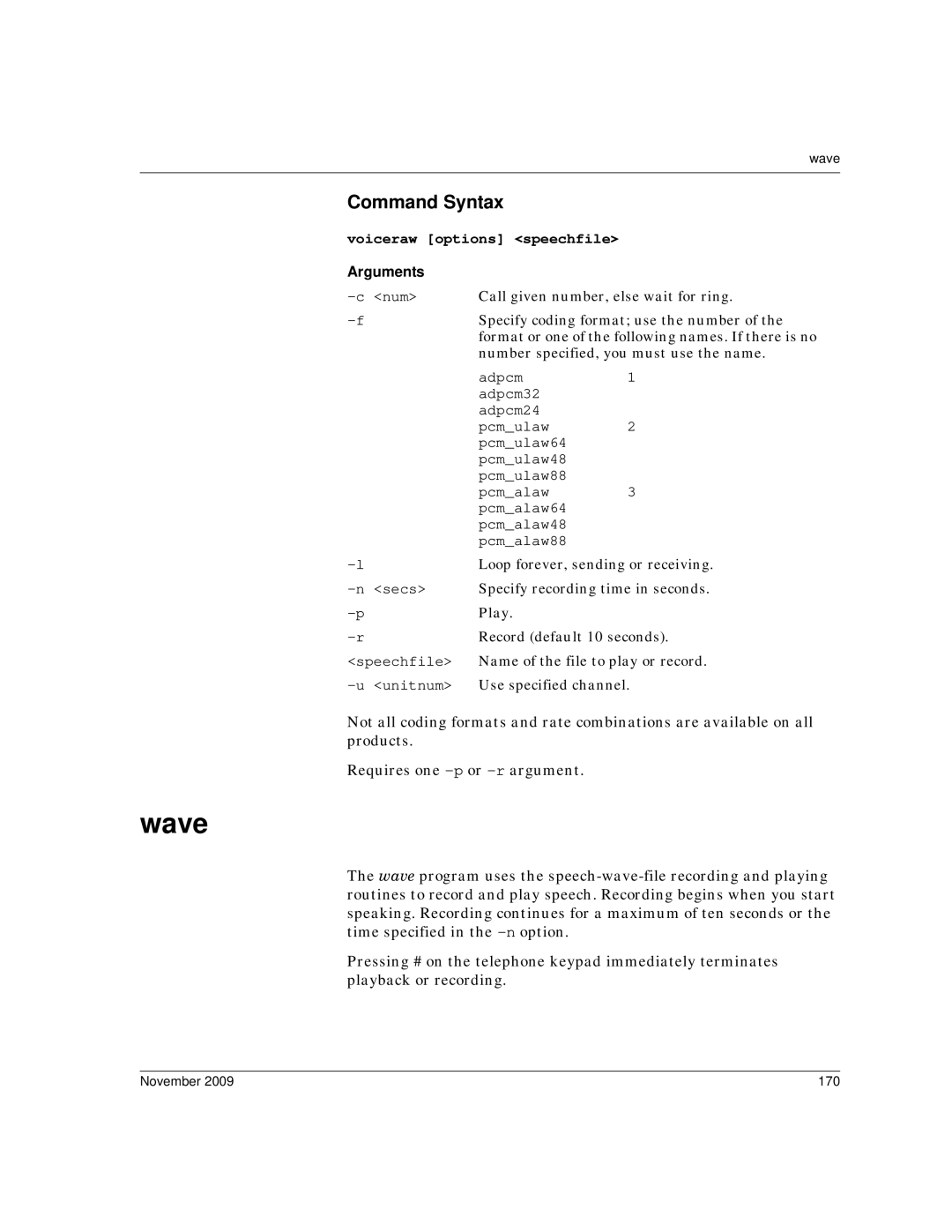 Dialogic 6.2 manual Wave, November 170 